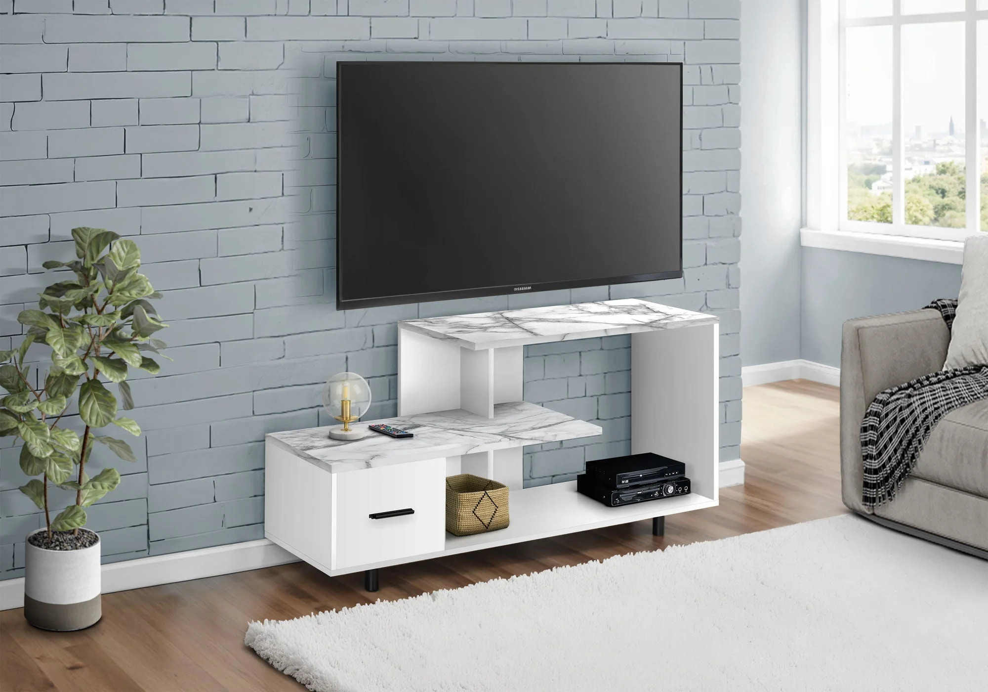TV Stand, Console, Media Entertainment Center, Storage Drawer, Contemporary