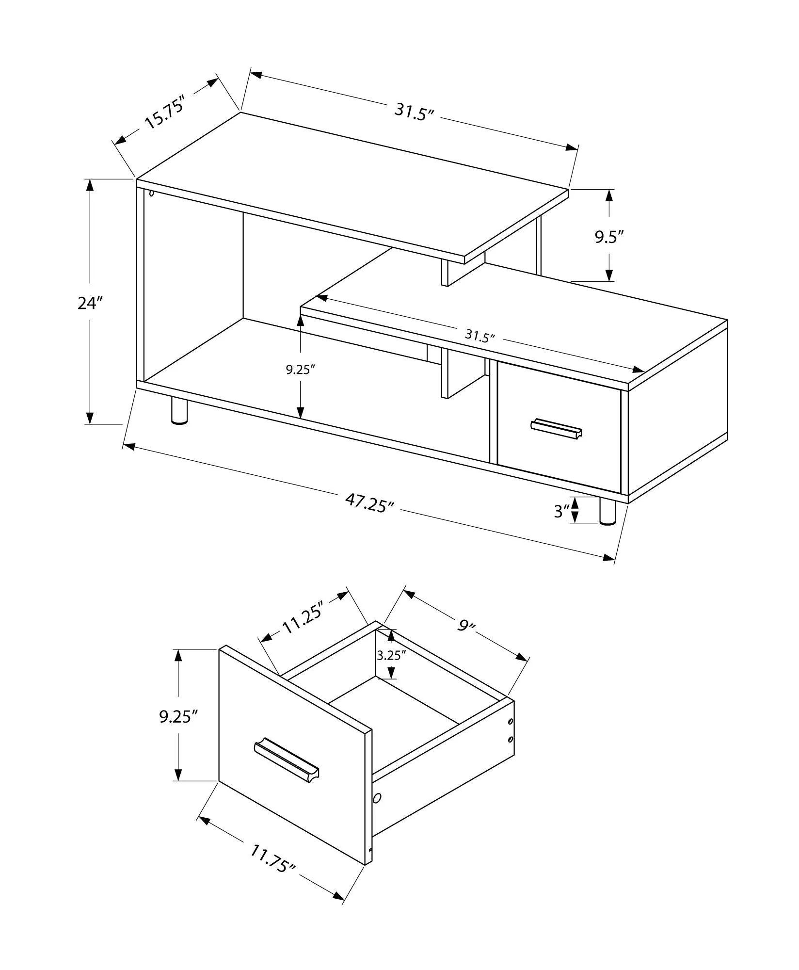 TV Stand, Console, Media Entertainment Center, Storage Drawer, Contemporary - Image 12