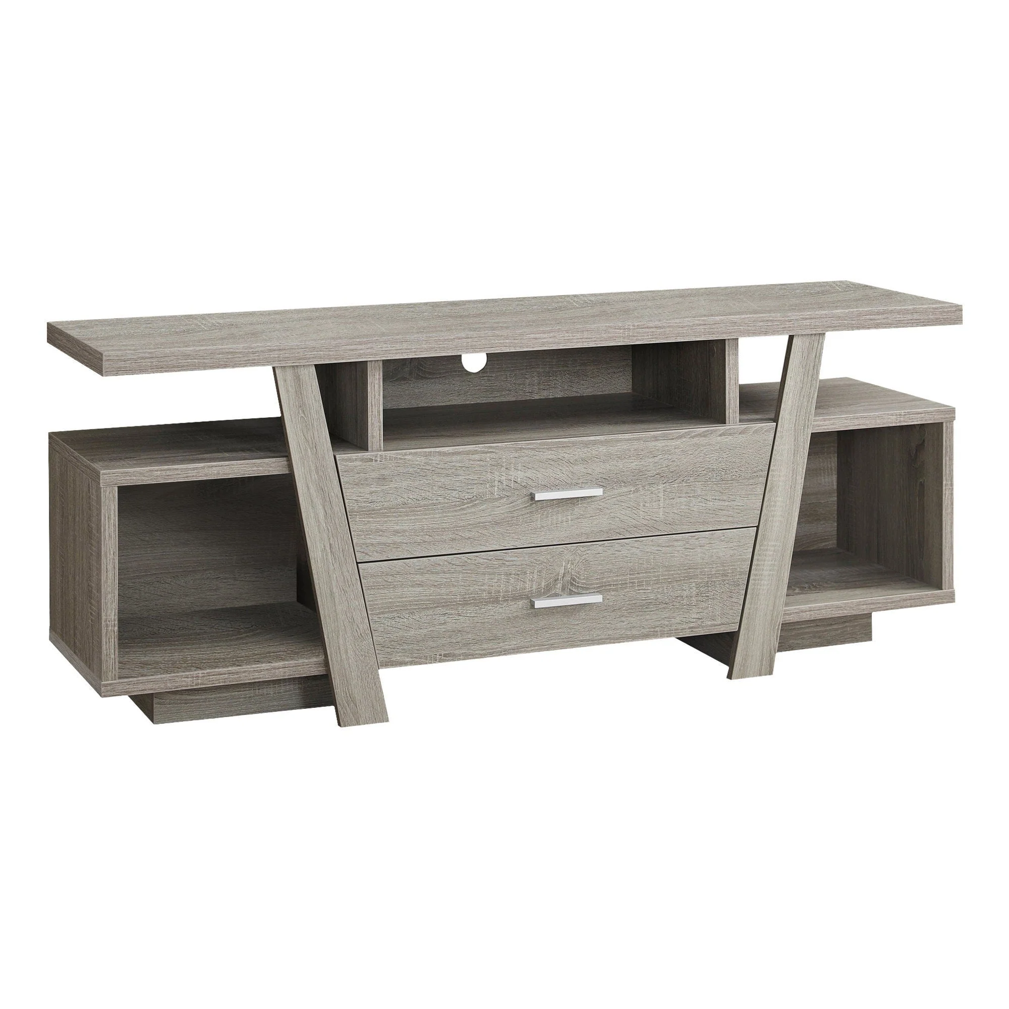 TV Stand, Console, Media Entertainment Center, Storage Drawers - Taupe - Image 2