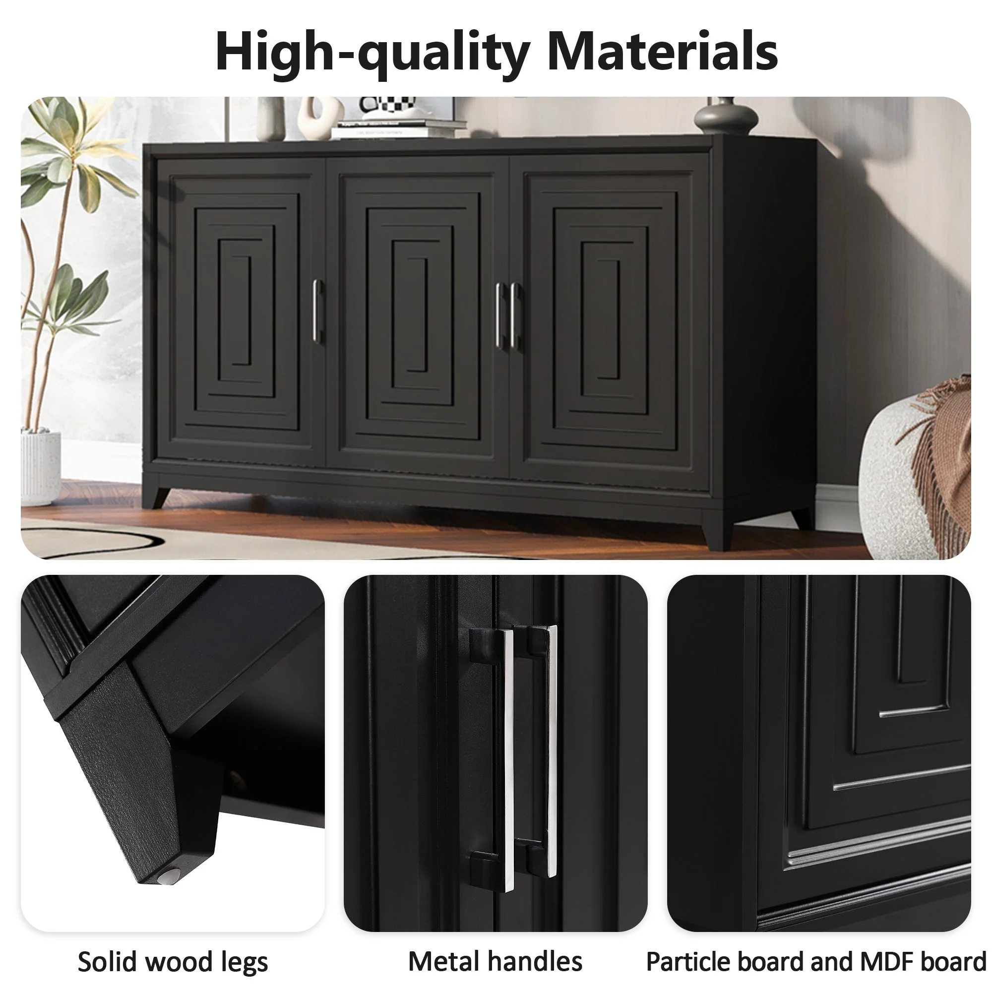 TV Stand for TVs up to 65 Inches, Modern Entertainment Center Media Console Cabinet with 2 Spacious Storage Space, - Image 5
