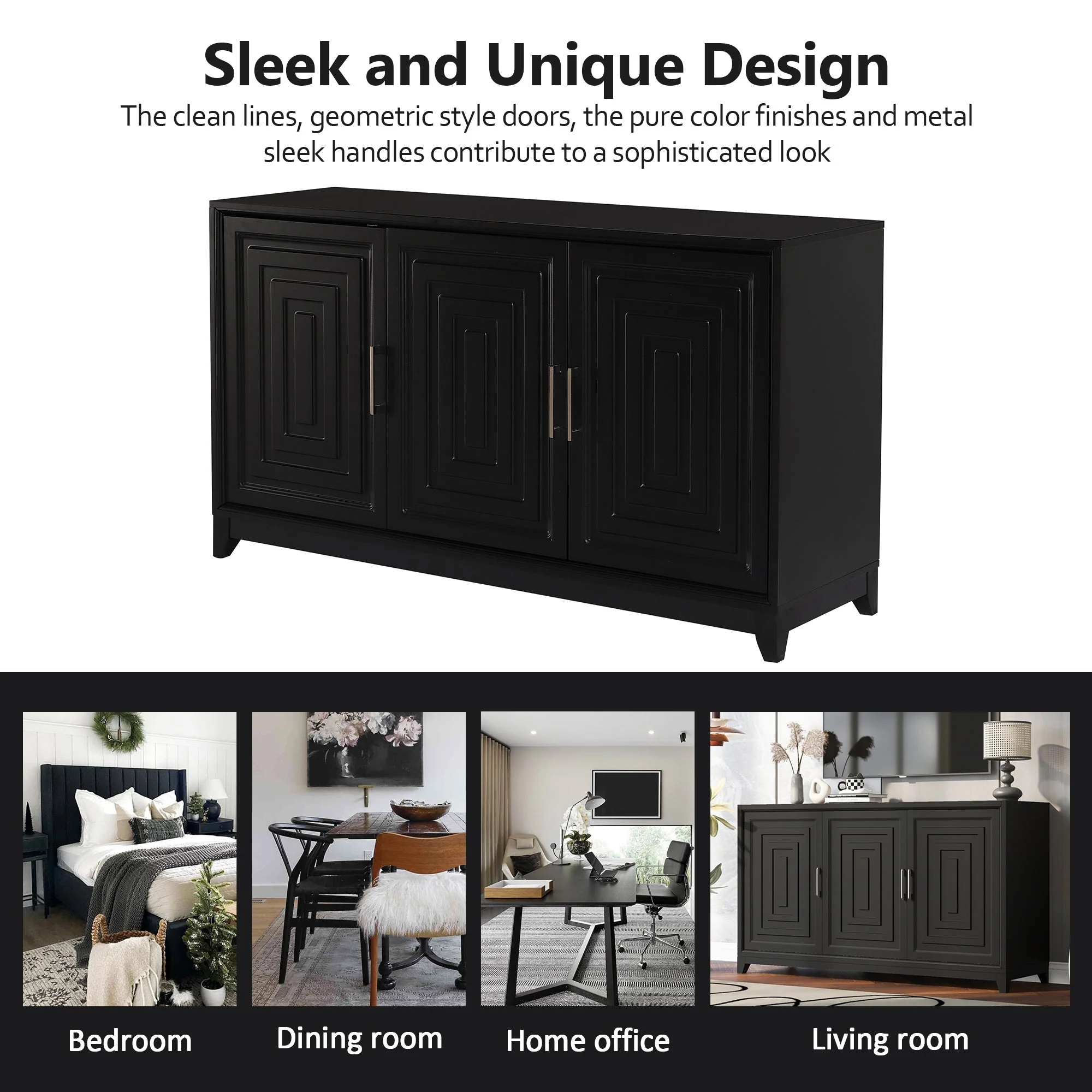 TV Stand for TVs up to 65 Inches, Modern Entertainment Center Media Console Cabinet with 2 Spacious Storage Space, - Image 7