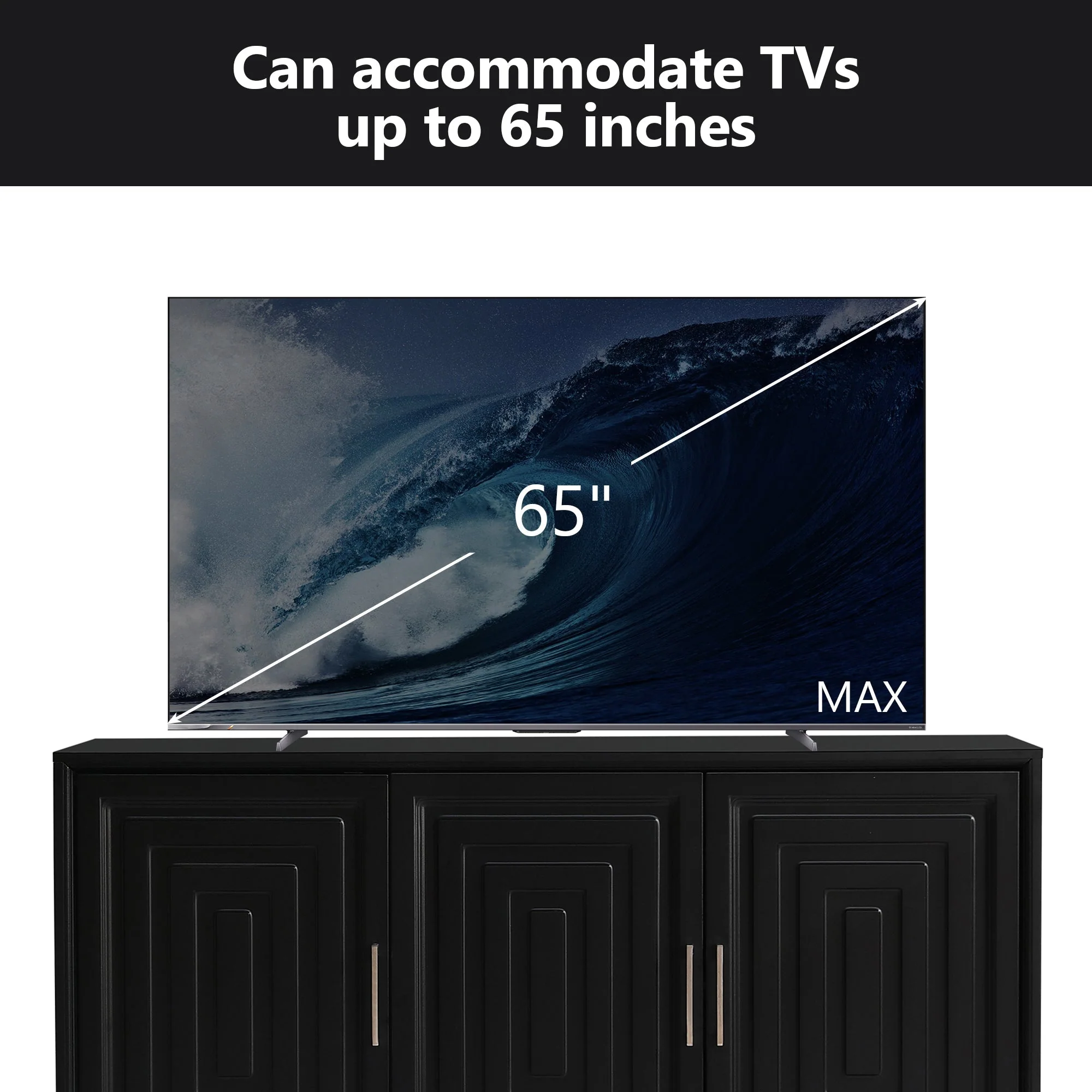 TV Stand for TVs up to 65 Inches, Modern Entertainment Center Media Console Cabinet with 2 Spacious Storage Space, - Image 8
