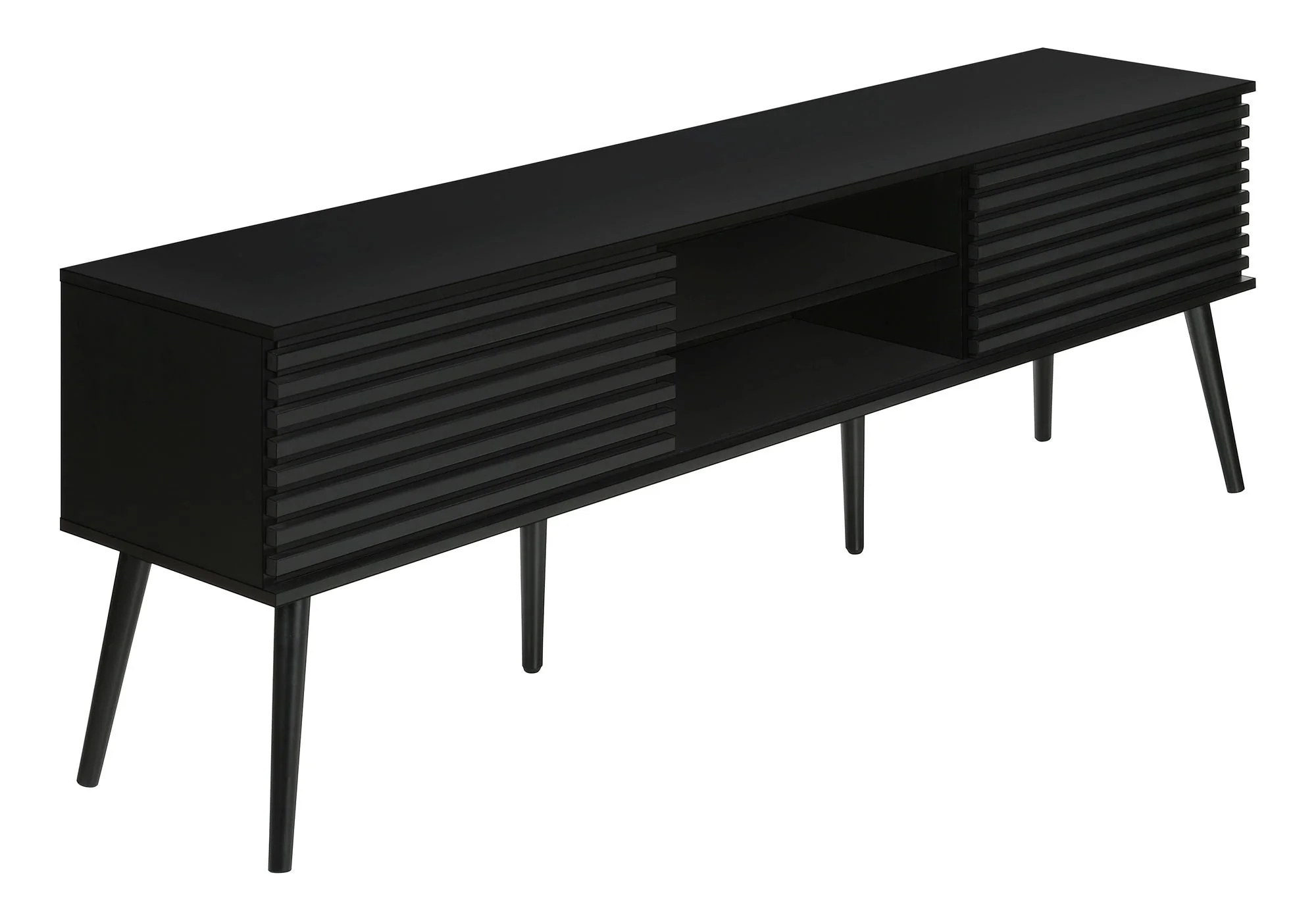 TV Stand, Media Entertainment Center, Storage Cabinet, Console, Storage Shelves, Bedroom, Living Room, Contemporary, Modern - Black - Image 3