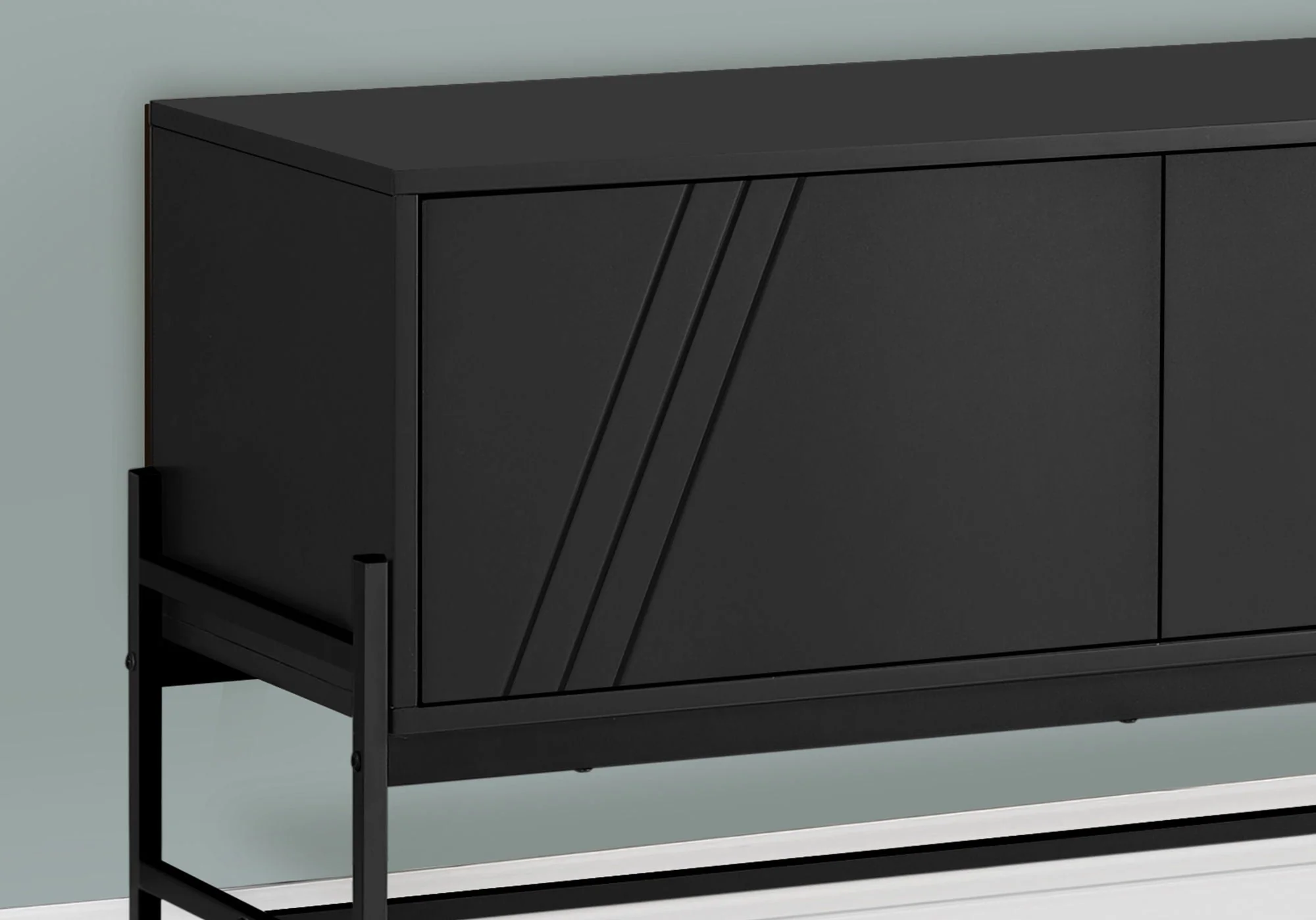 TV Stand, Modern Design Console, Media Entertainment Center, Storage Cabinet, Contemporary & Modern - Black - Image 3