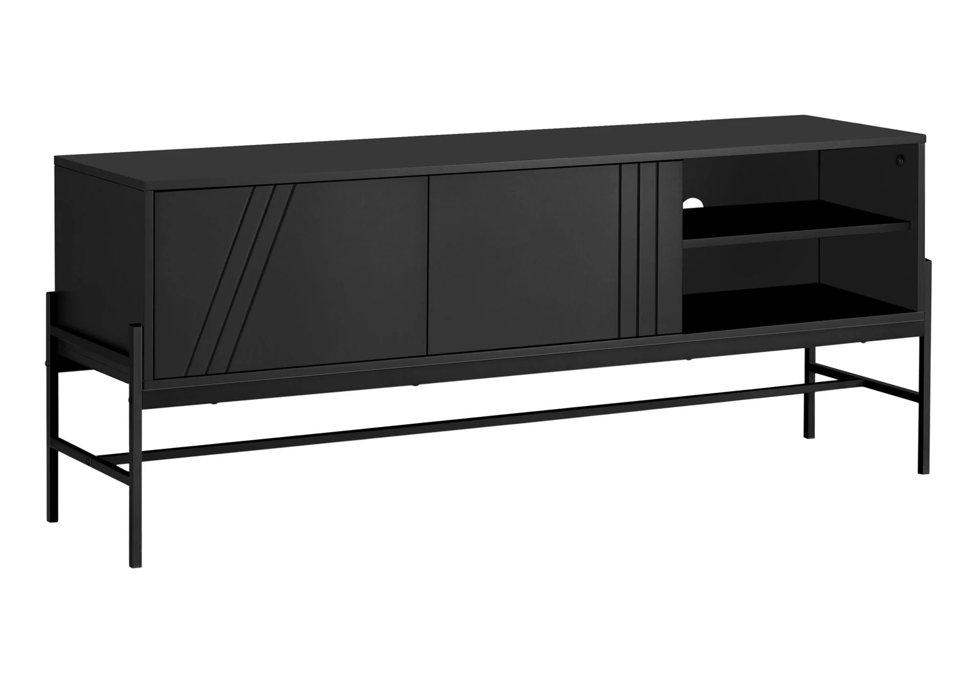 TV Stand, Modern Design Console, Media Entertainment Center, Storage Cabinet, Contemporary & Modern - Black - Image 4