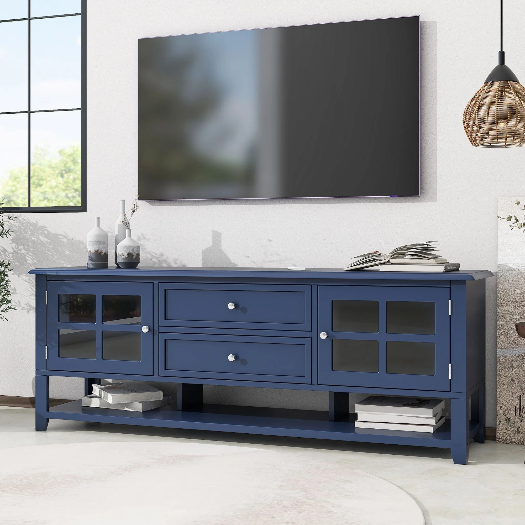 TV Stand With Dual Drawers and Hidden Storage - Image 3