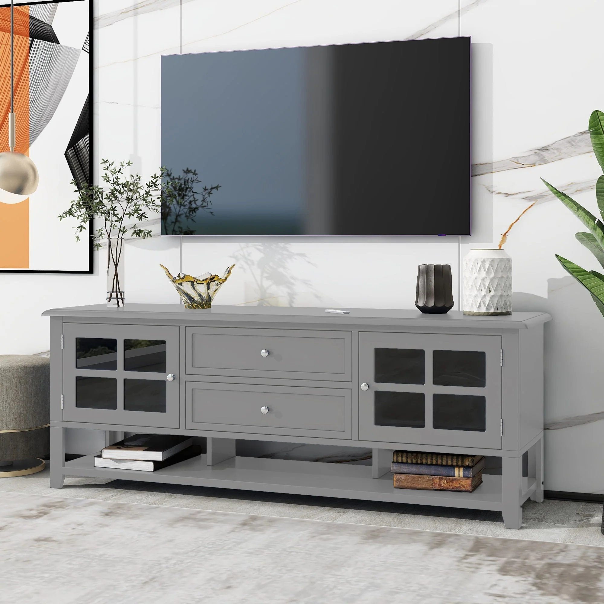 TV Stand With Dual Drawers and Hidden Storage - Image 4