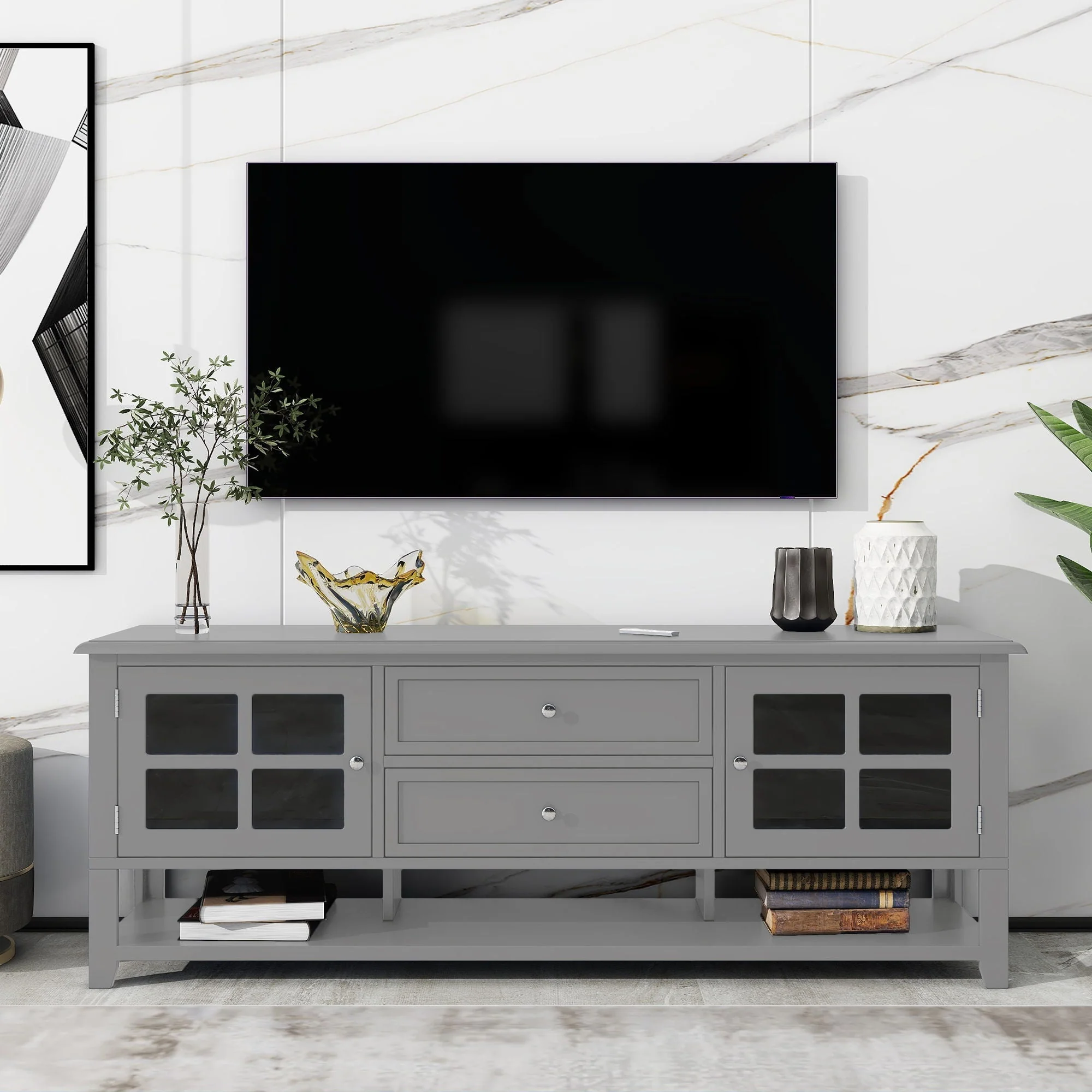 TV Stand With Dual Drawers and Hidden Storage - Image 7