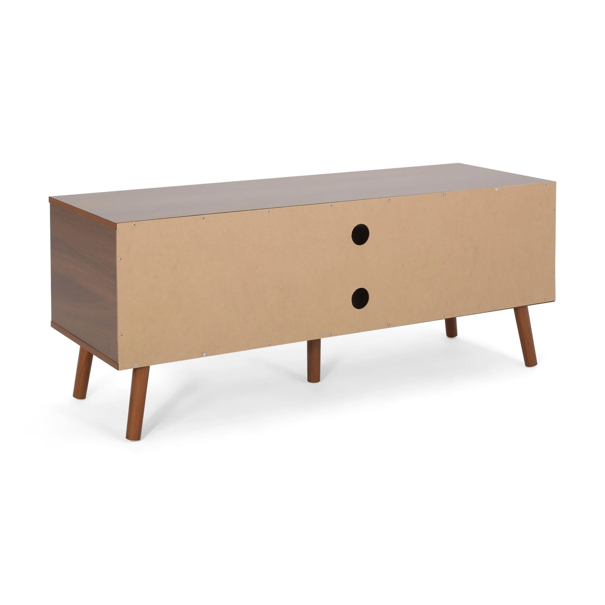 TV Stand With Shelves And Splayed Legs - White / Walnut - Image 3