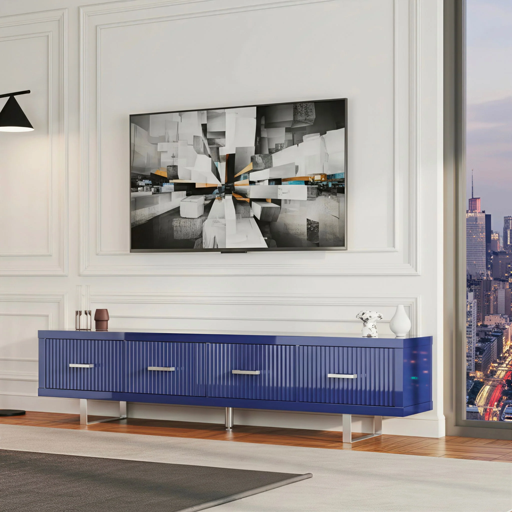 TV Stand With Slatted Drawers - Image 4