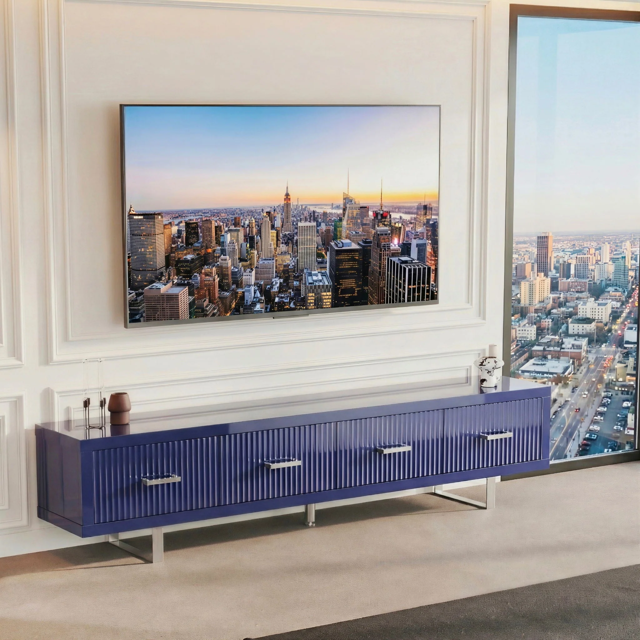 TV Stand With Slatted Drawers - Image 8