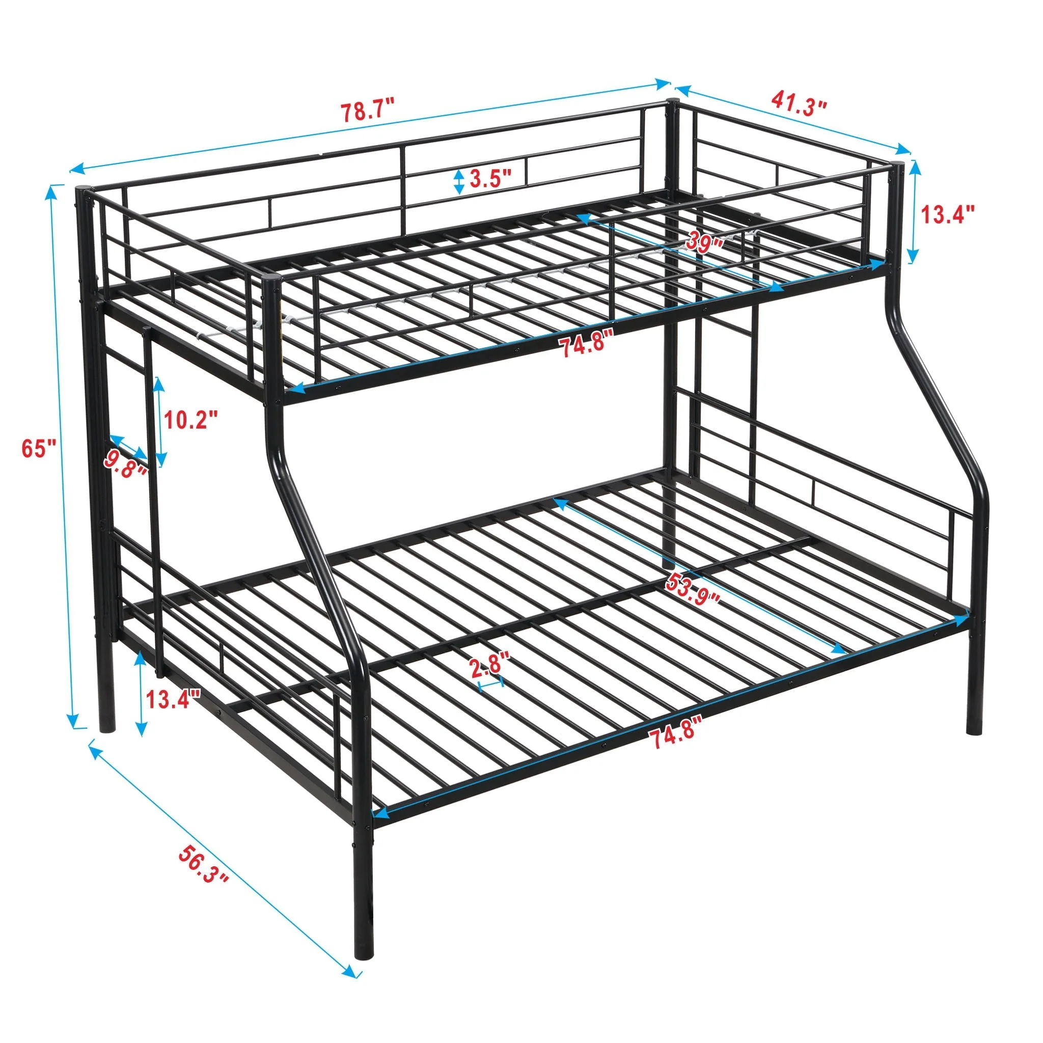 Twin Over Full Bunk Bed With Large Under-Bed Storage - Black - Image 4