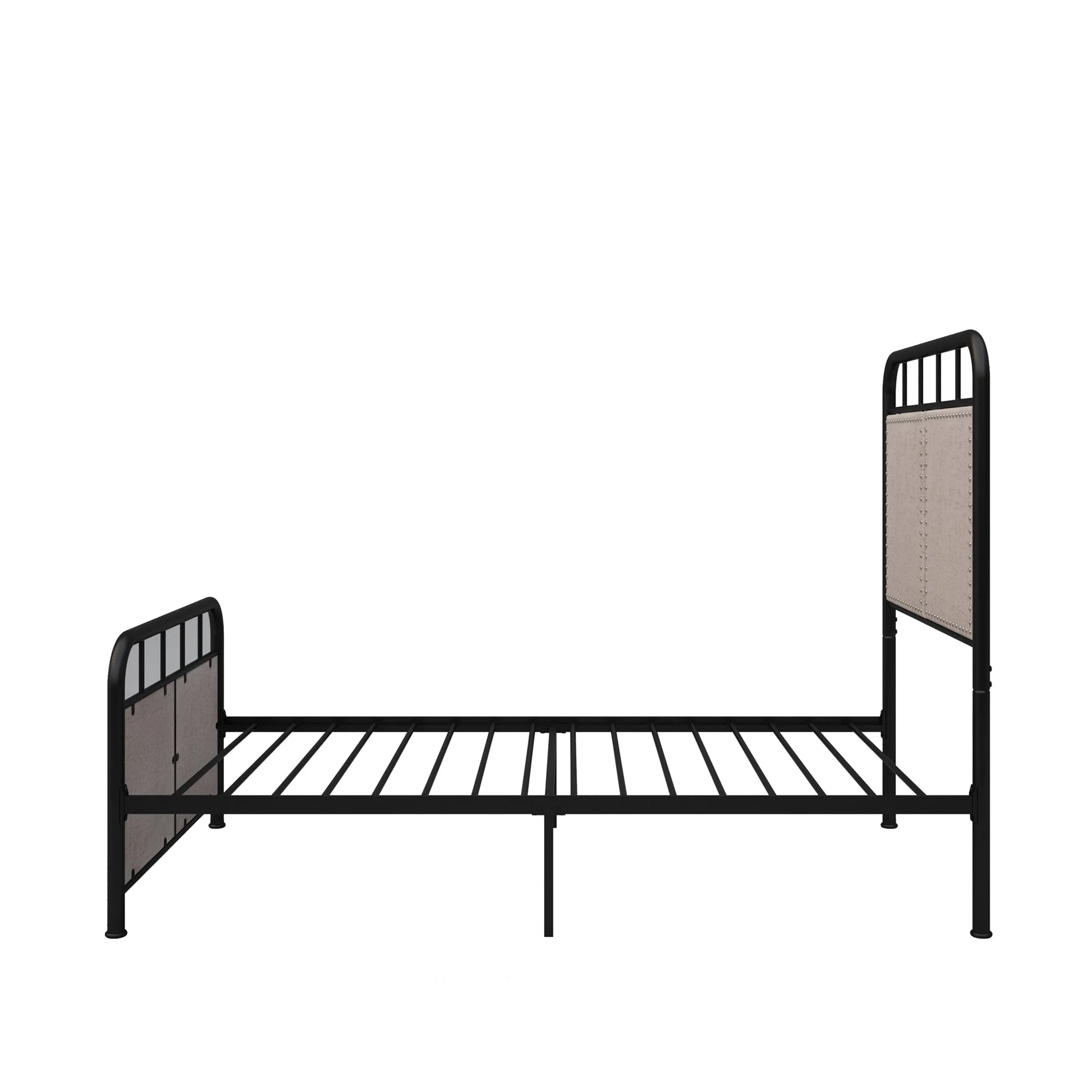 Twin Size Linen Upholstered Platform Metal Bed Frame with Fabric Headboard and Footboard - Image 6