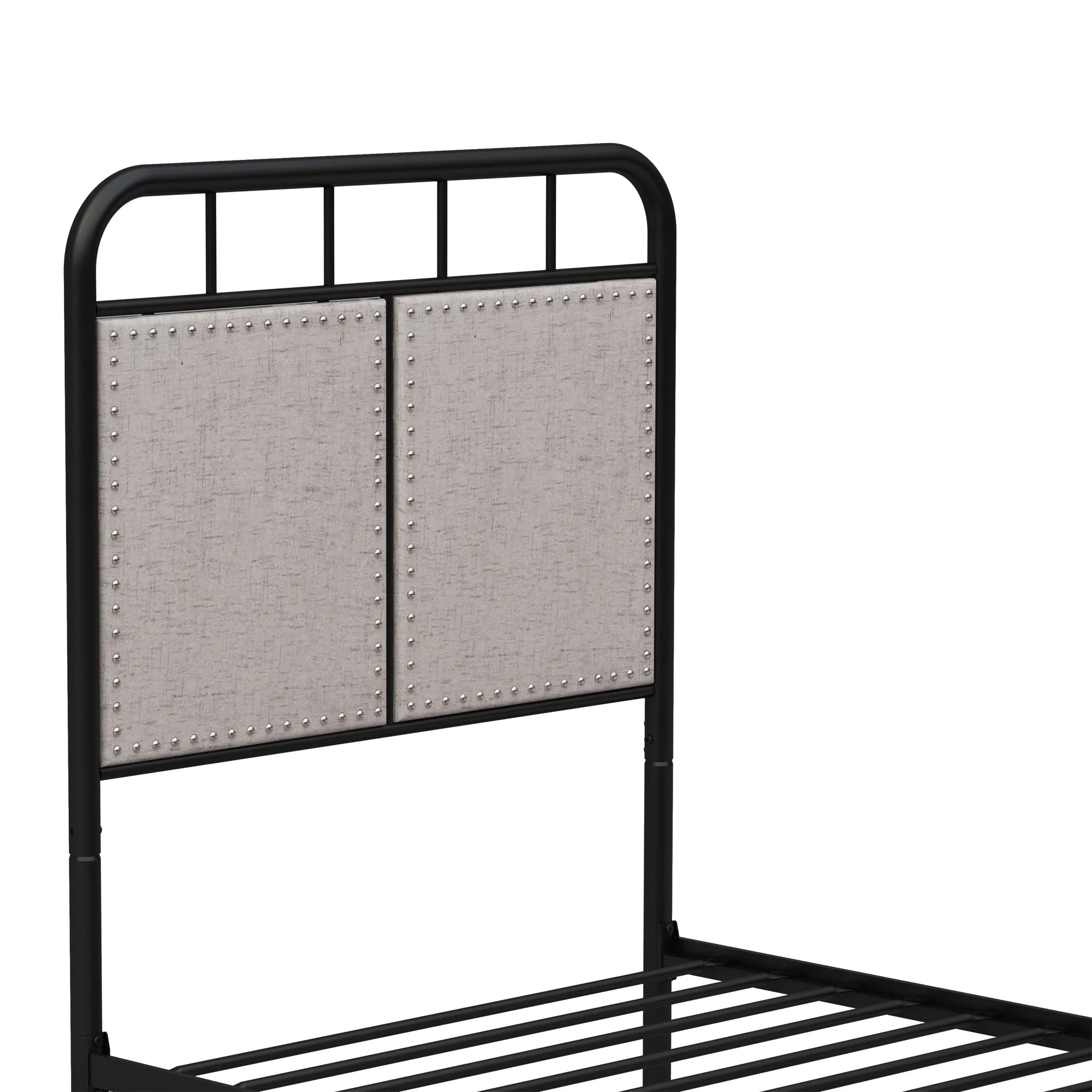 Twin Size Linen Upholstered Platform Metal Bed Frame with Fabric Headboard and Footboard - Image 8