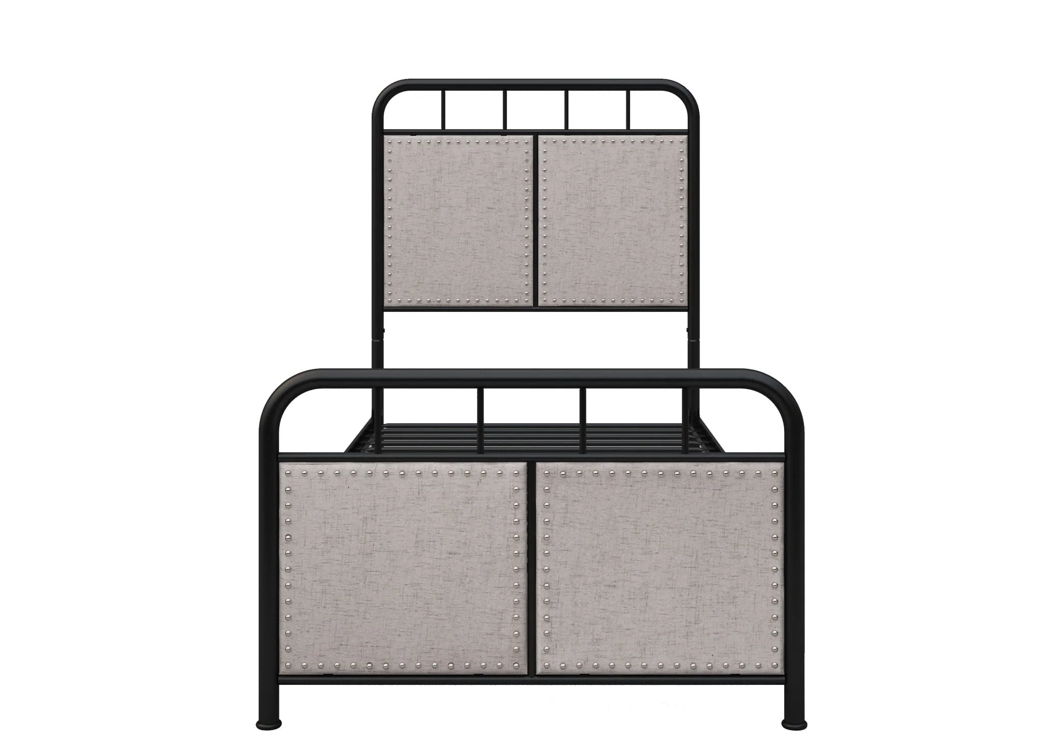 Twin Size Linen Upholstered Platform Metal Bed Frame With Fabric Headboard And Footboard - Brown - Image 4