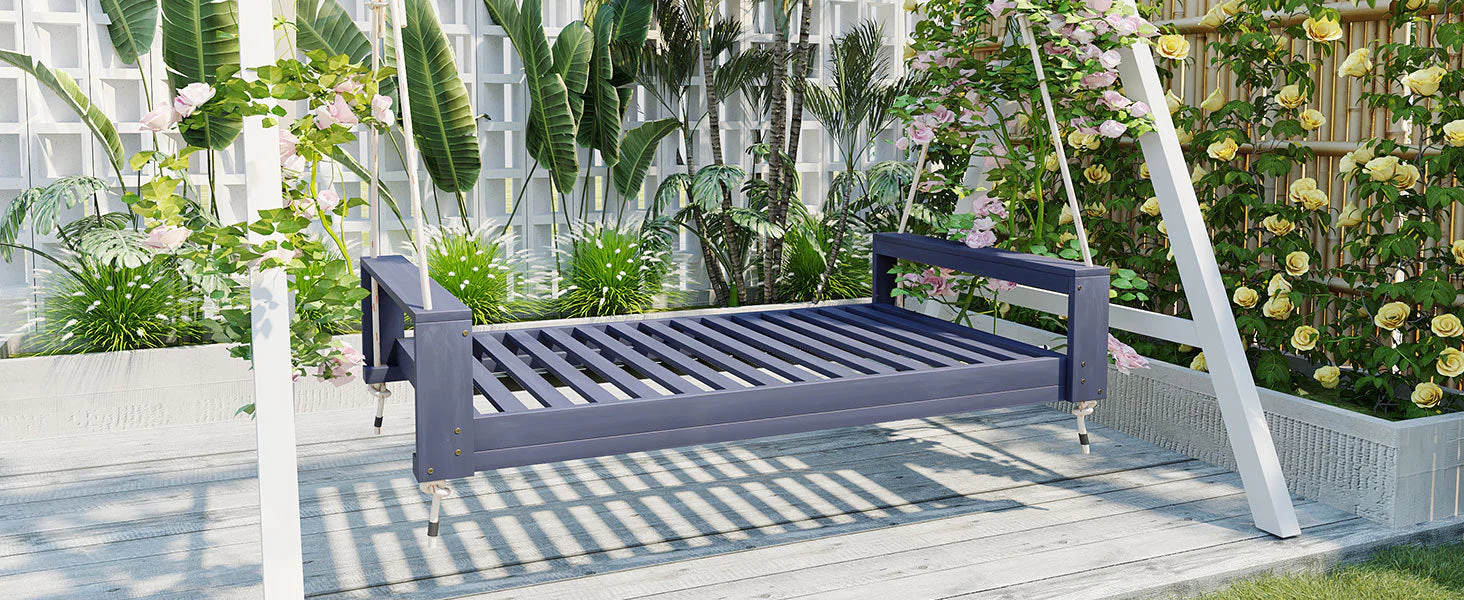 Twin Size Porch Swing Bed Seating Gray - Image 18