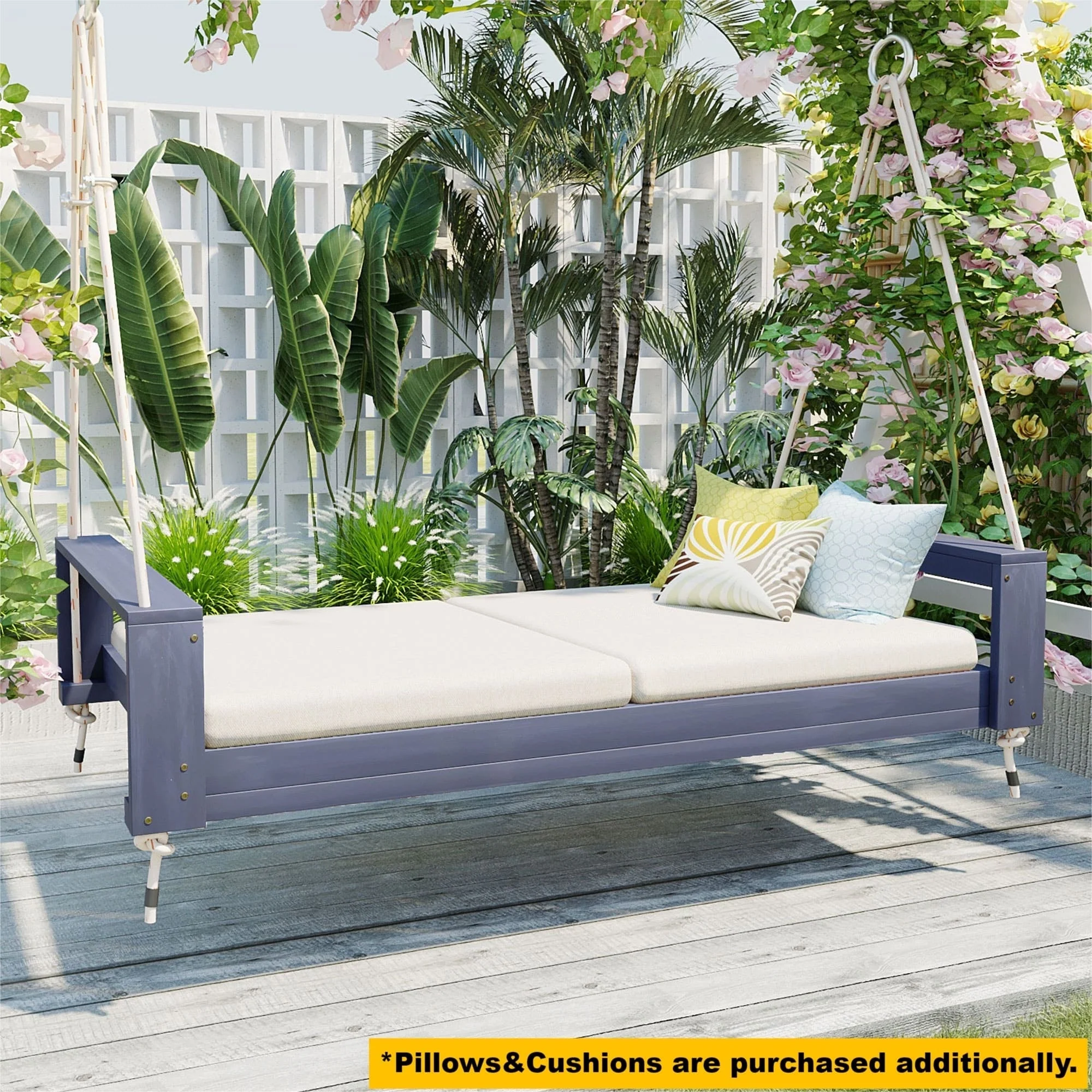 Twin Size Porch Swing Bed Seating Gray - Image 2