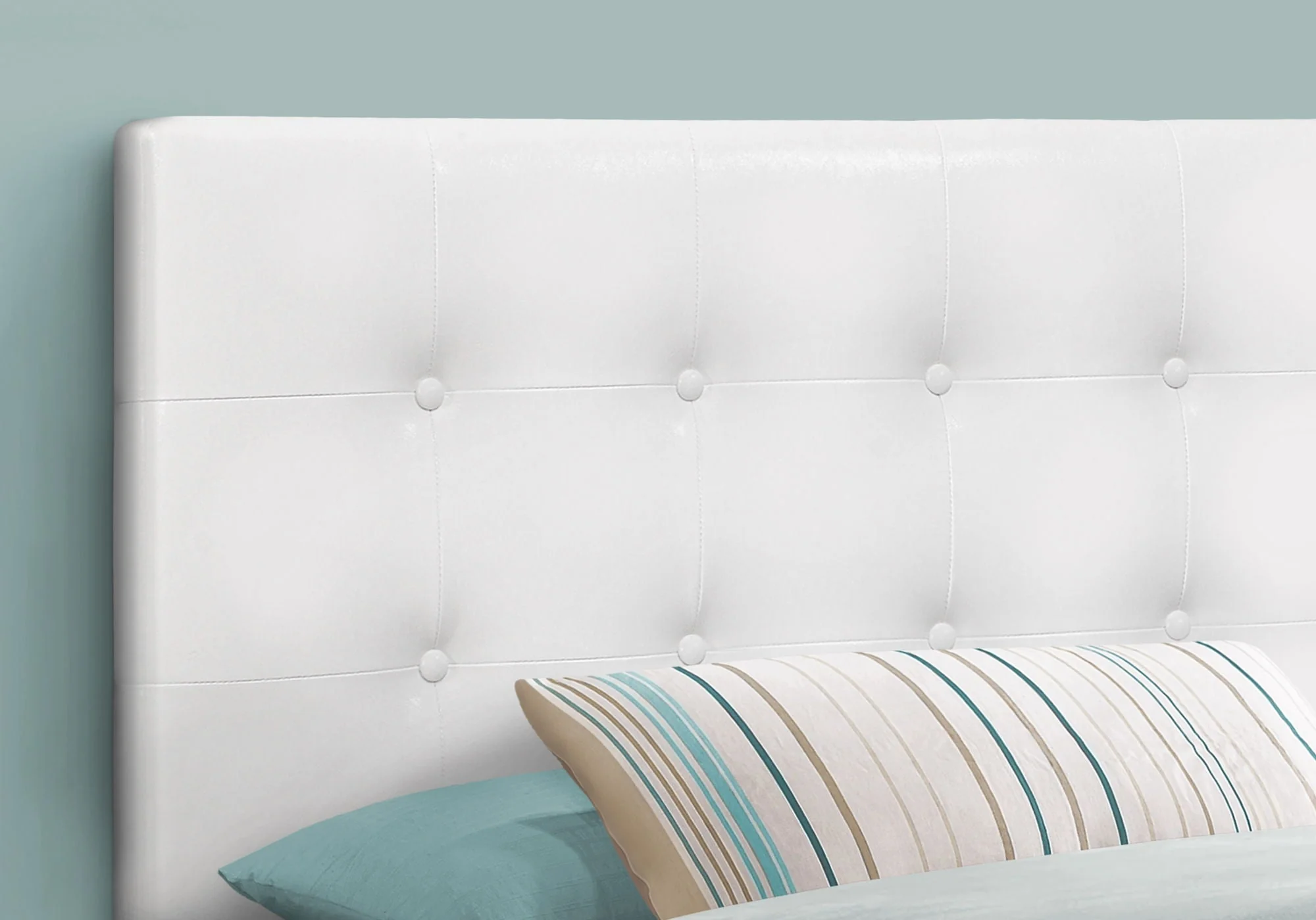 Twin Size Upholstered Bed Headboard - White, Transitional Style - Image 4