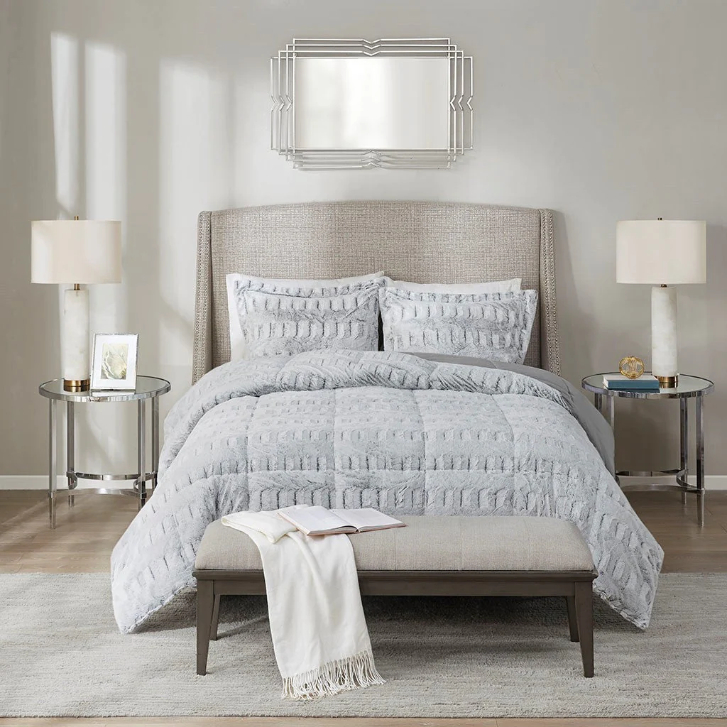 Twin/Twin XL Back Print Long Fur Comforter Mini Set - Image 3