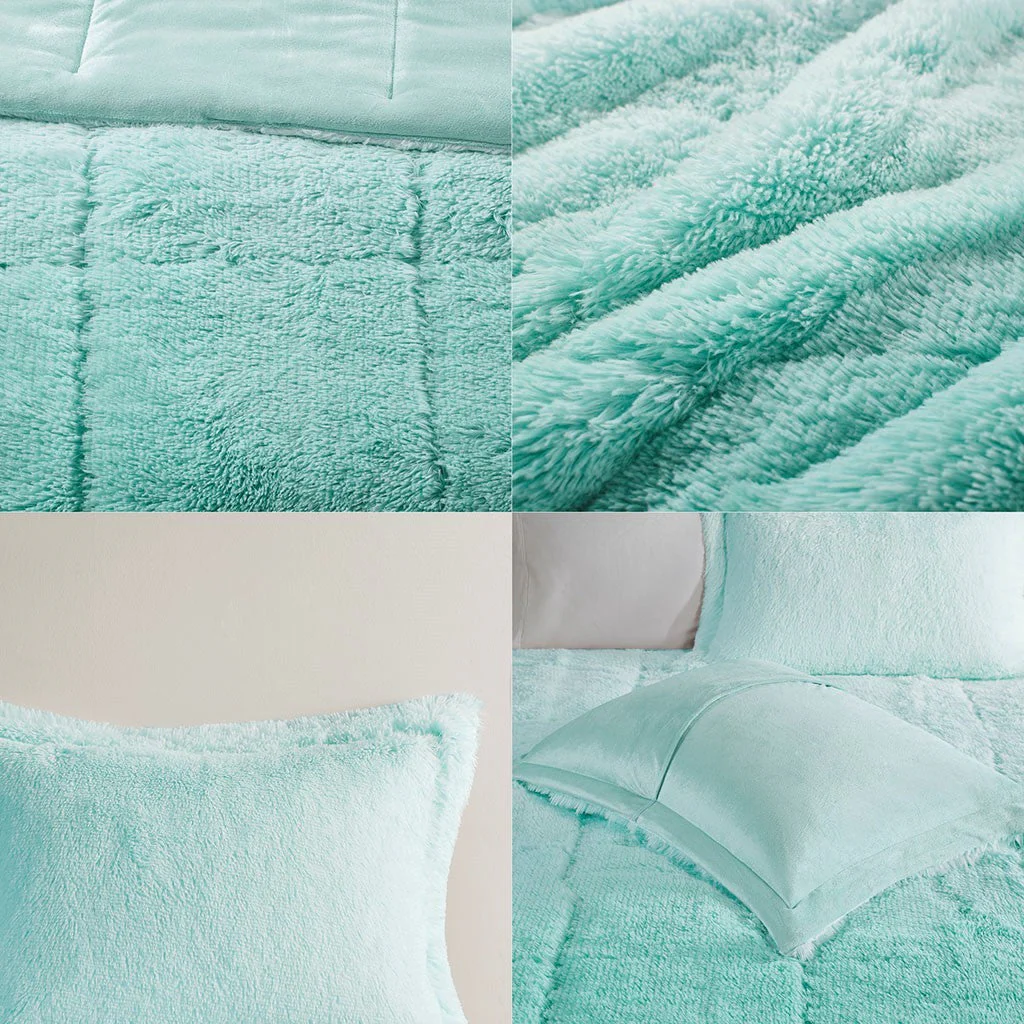 Twin/Twin XL Ombre Shaggy Long Fur Comforter Mini Set - Image 8