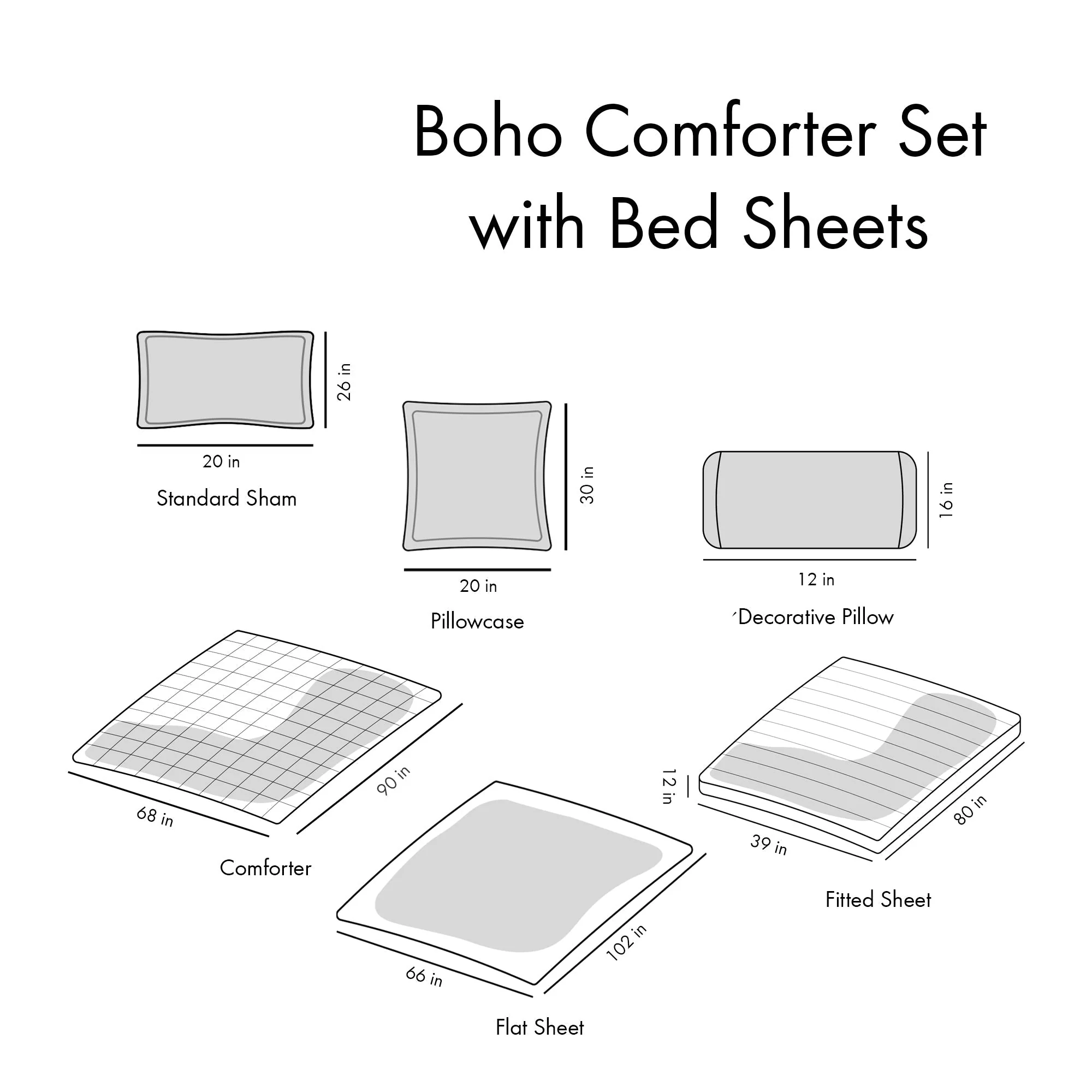 Twin XL Boho Comforter Set with Bed Sheets - Image 19