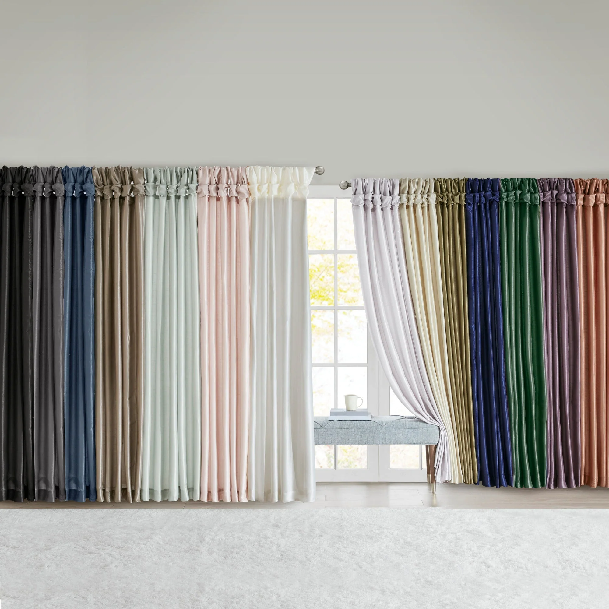 Twist Tab Lined Window Curtain Panel Champagne 50x95 - Image 12