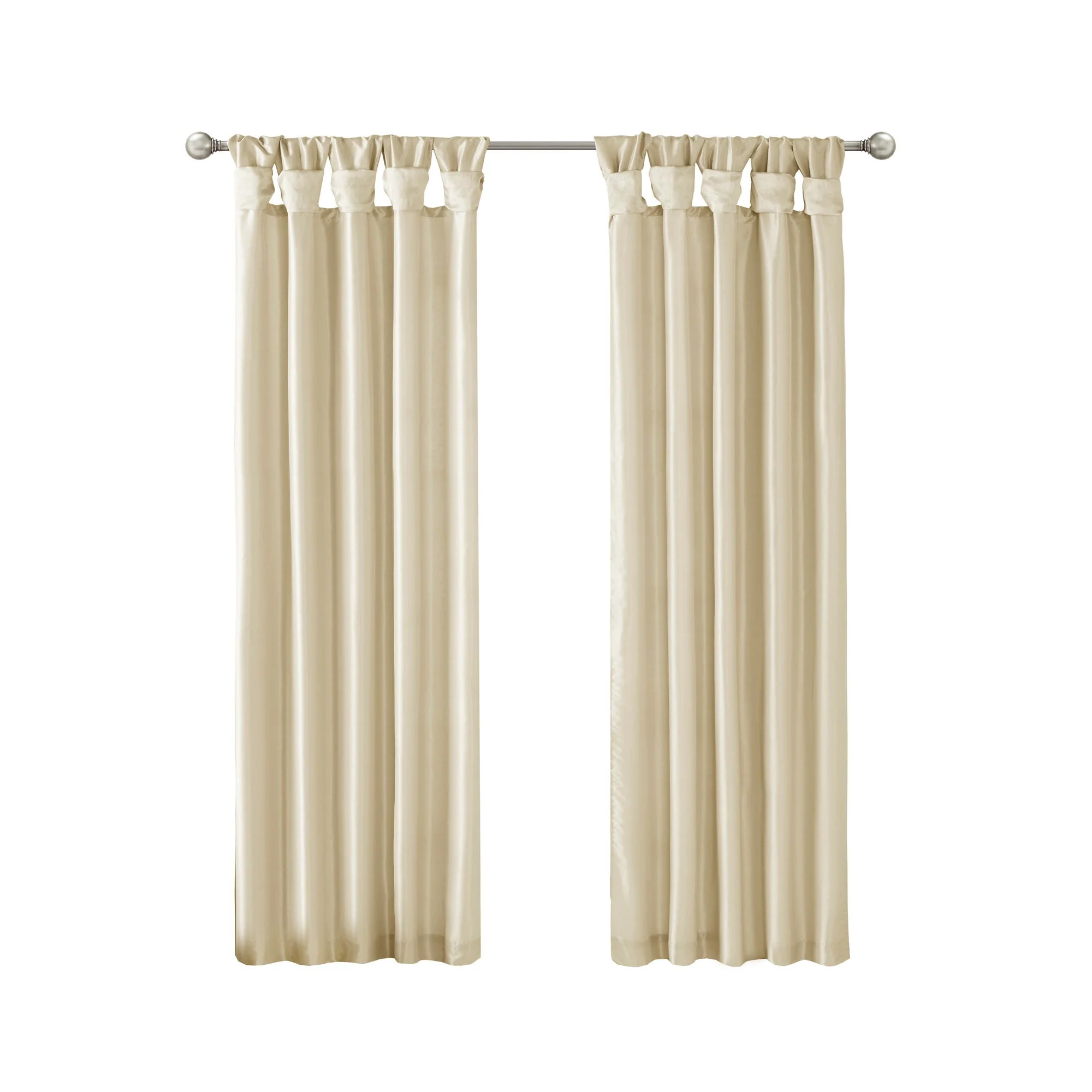 Twist Tab Lined Window Curtain Panel Champagne 50x95 - Image 3