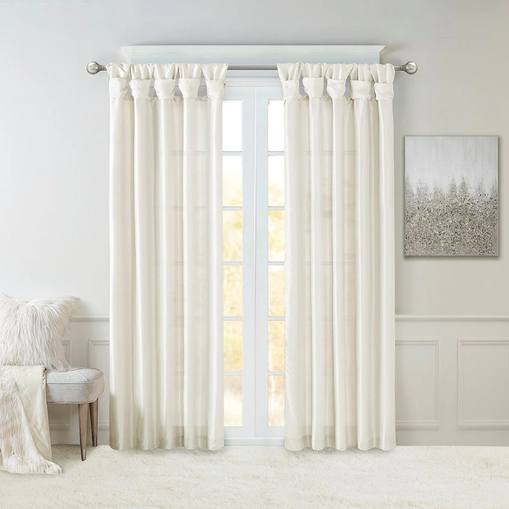 Twist Tab Lined Window Curtain Panel White 50x108 - Image 14