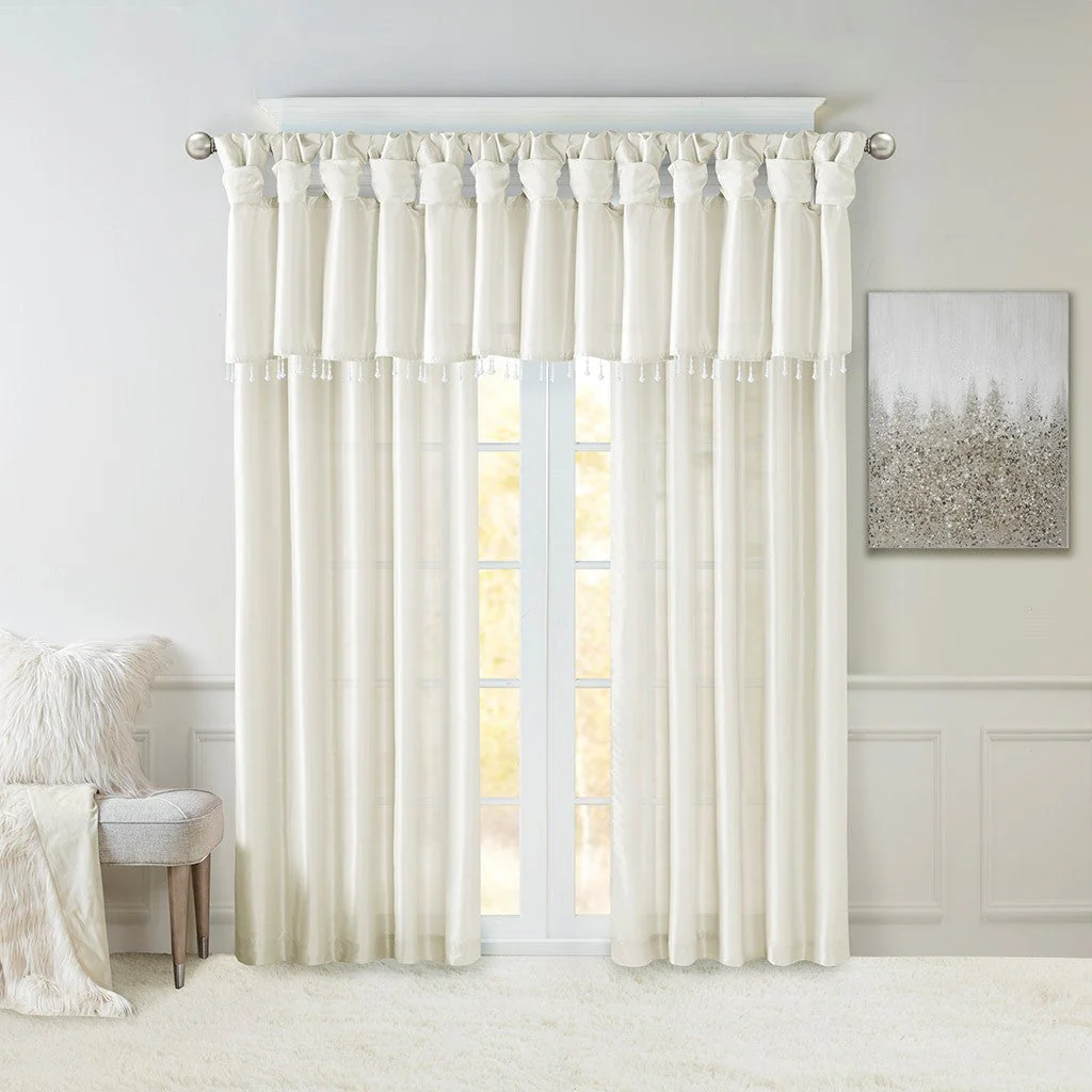 Twist Tab Lined Window Curtain Panel White 50x108 - Image 2