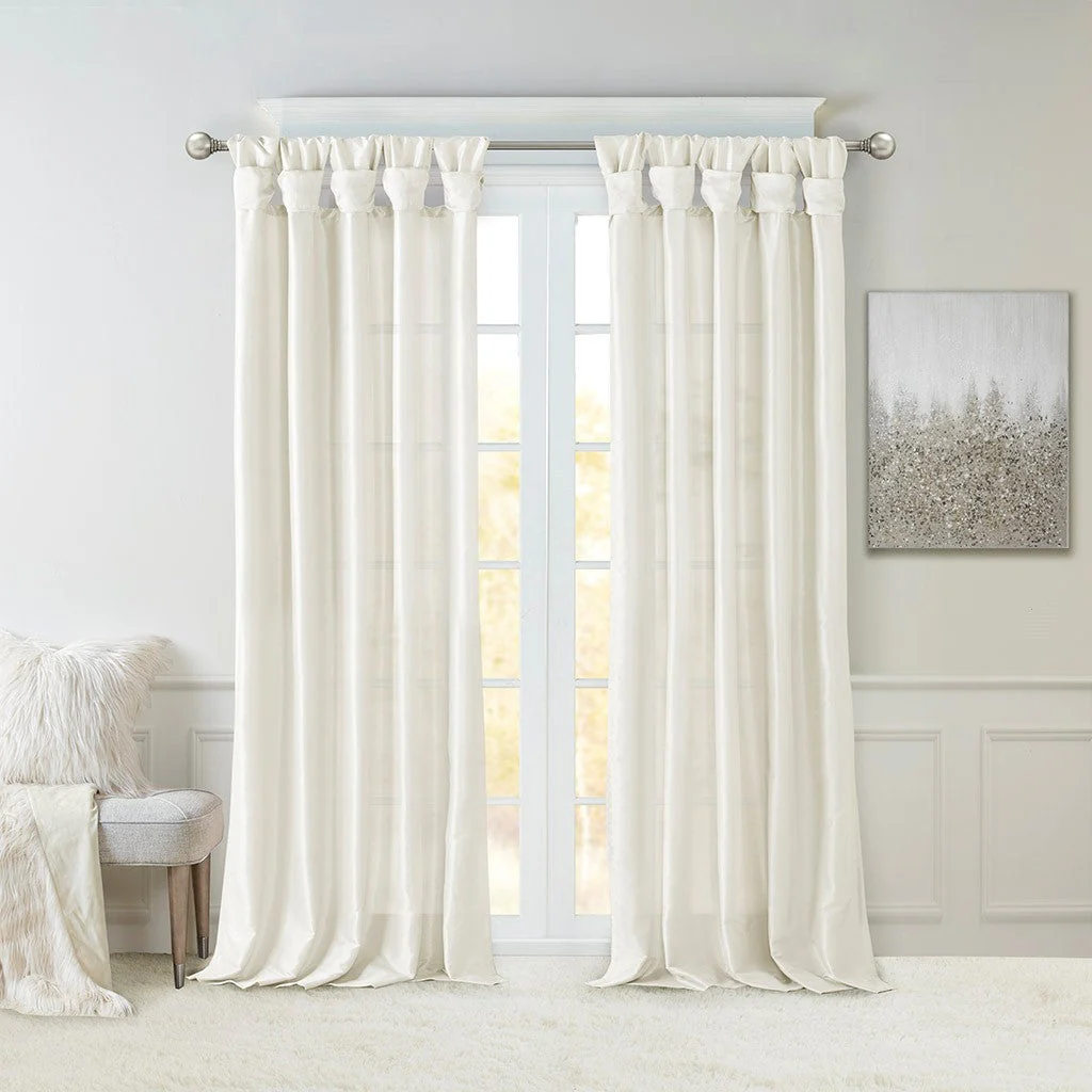Twist Tab Lined Window Curtain Panel White 50x108 - Image 4