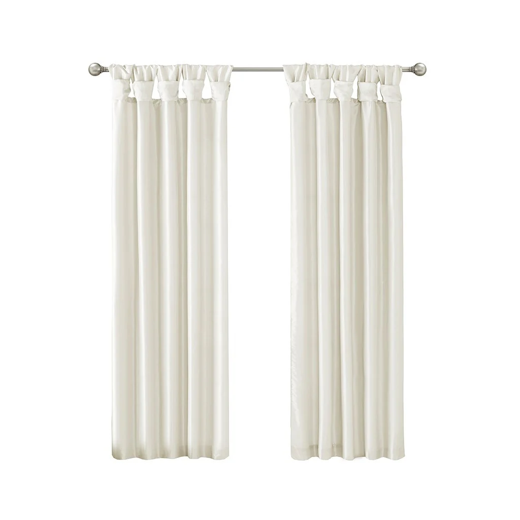 Twist Tab Lined Window Curtain Panel White 50x108 - Image 8