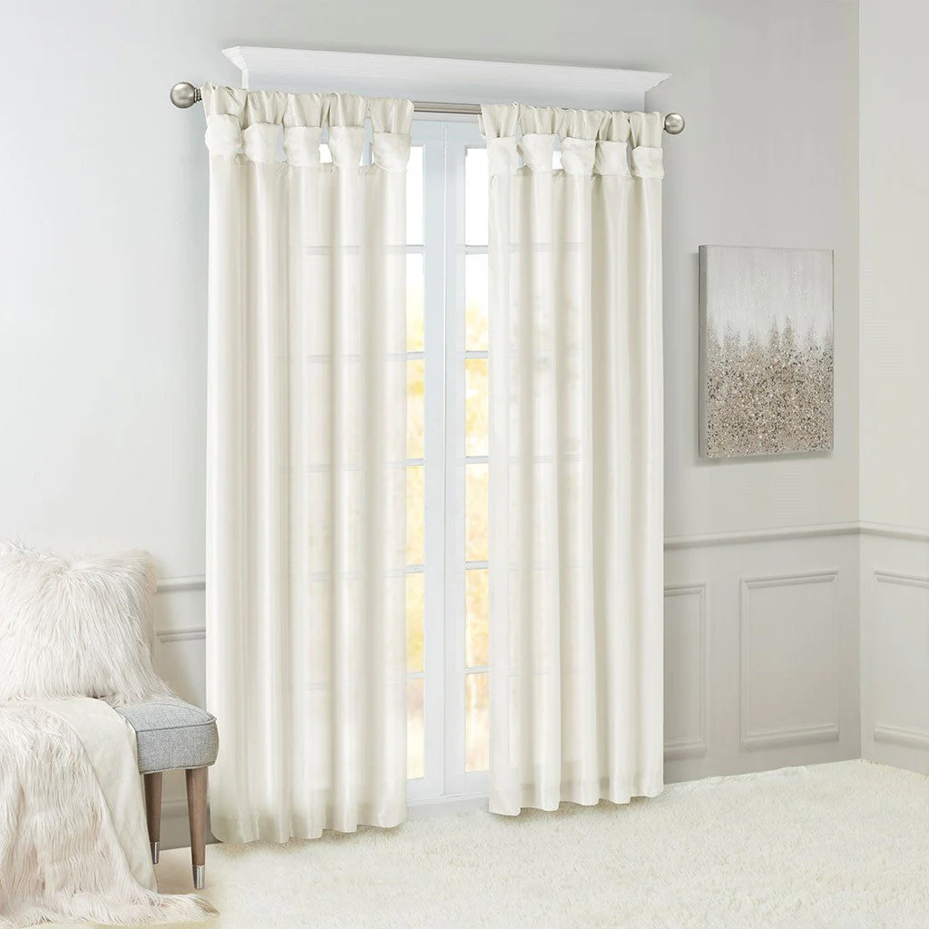 Twist Tab Lined Window Curtain Panel White 50x108 - Image 9