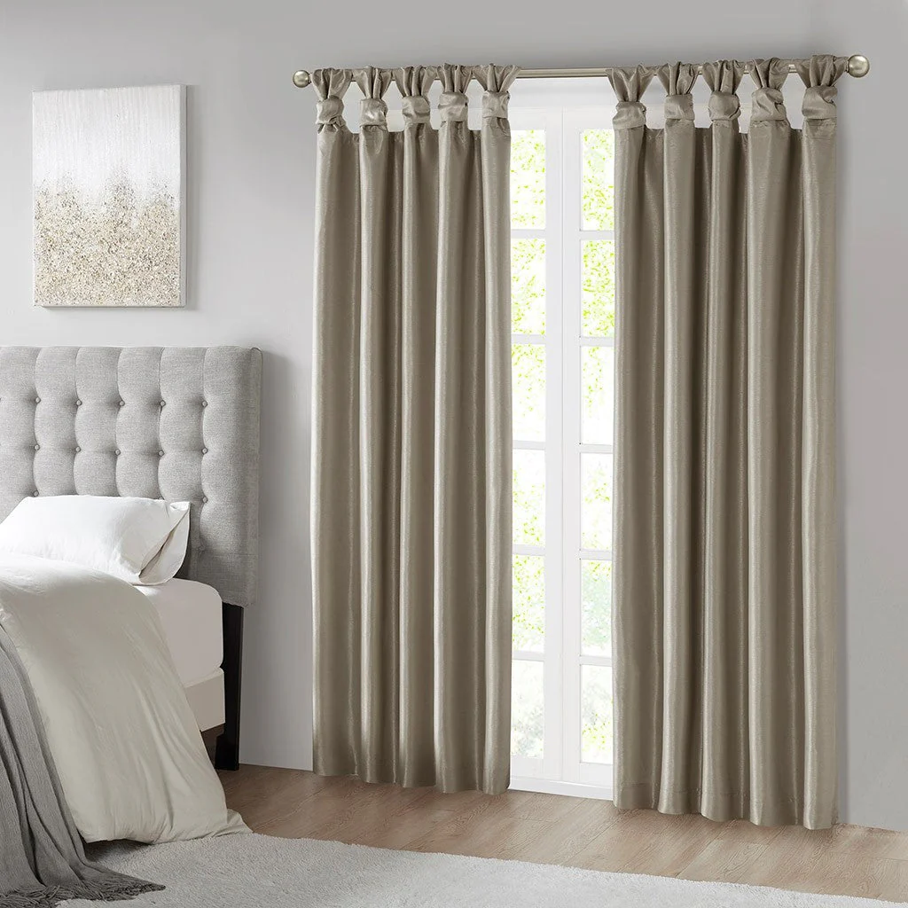 Twist Tab Total Blackout Window Curtain Panel Pewter 50x95