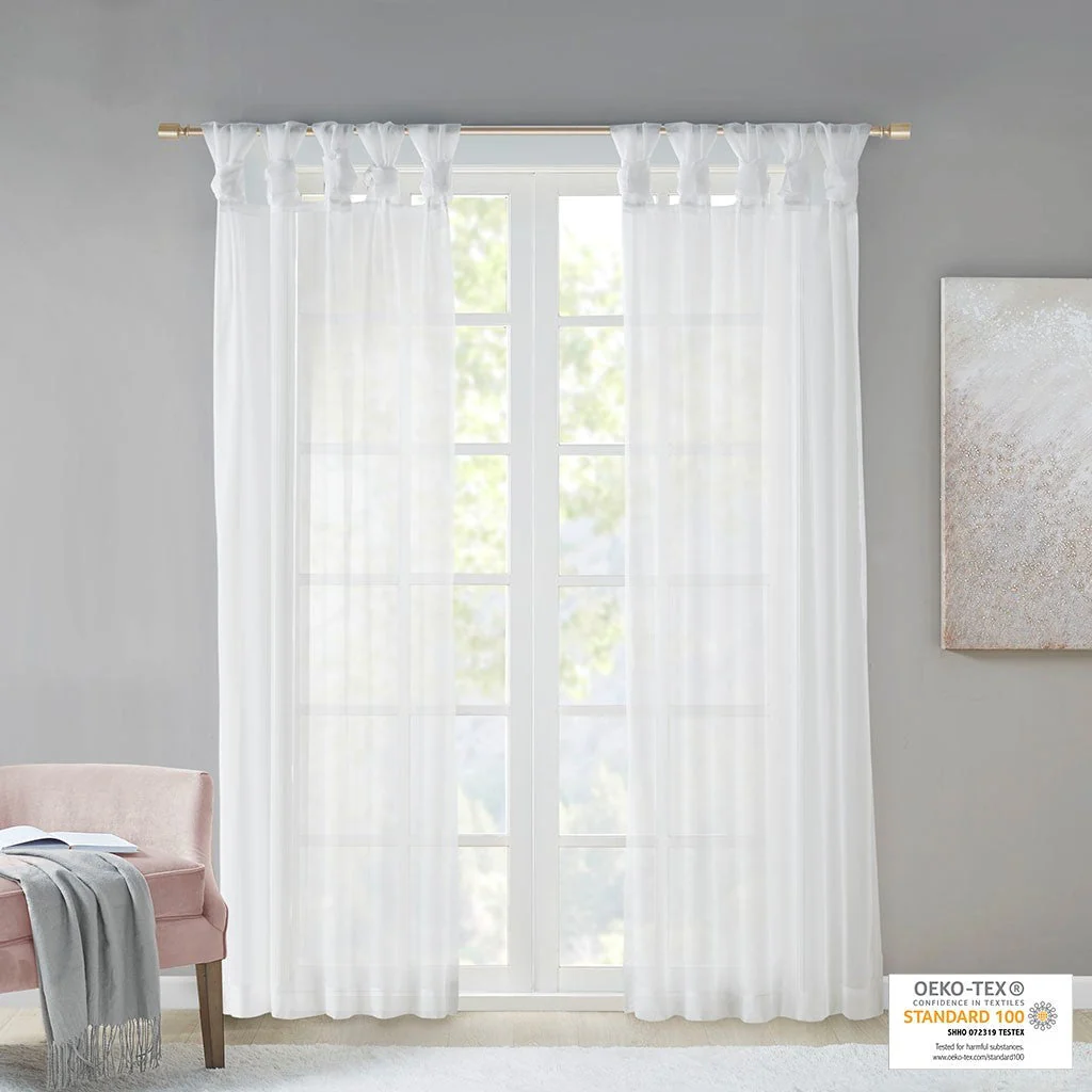 Twist Tab Voile Sheer Window Pair - Image 2
