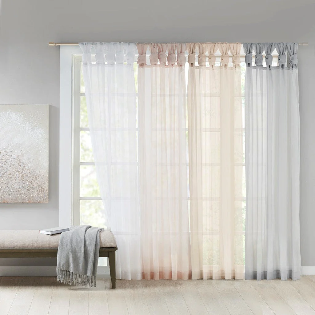 Twist Tab Voile Sheer Window Pair - Image 2