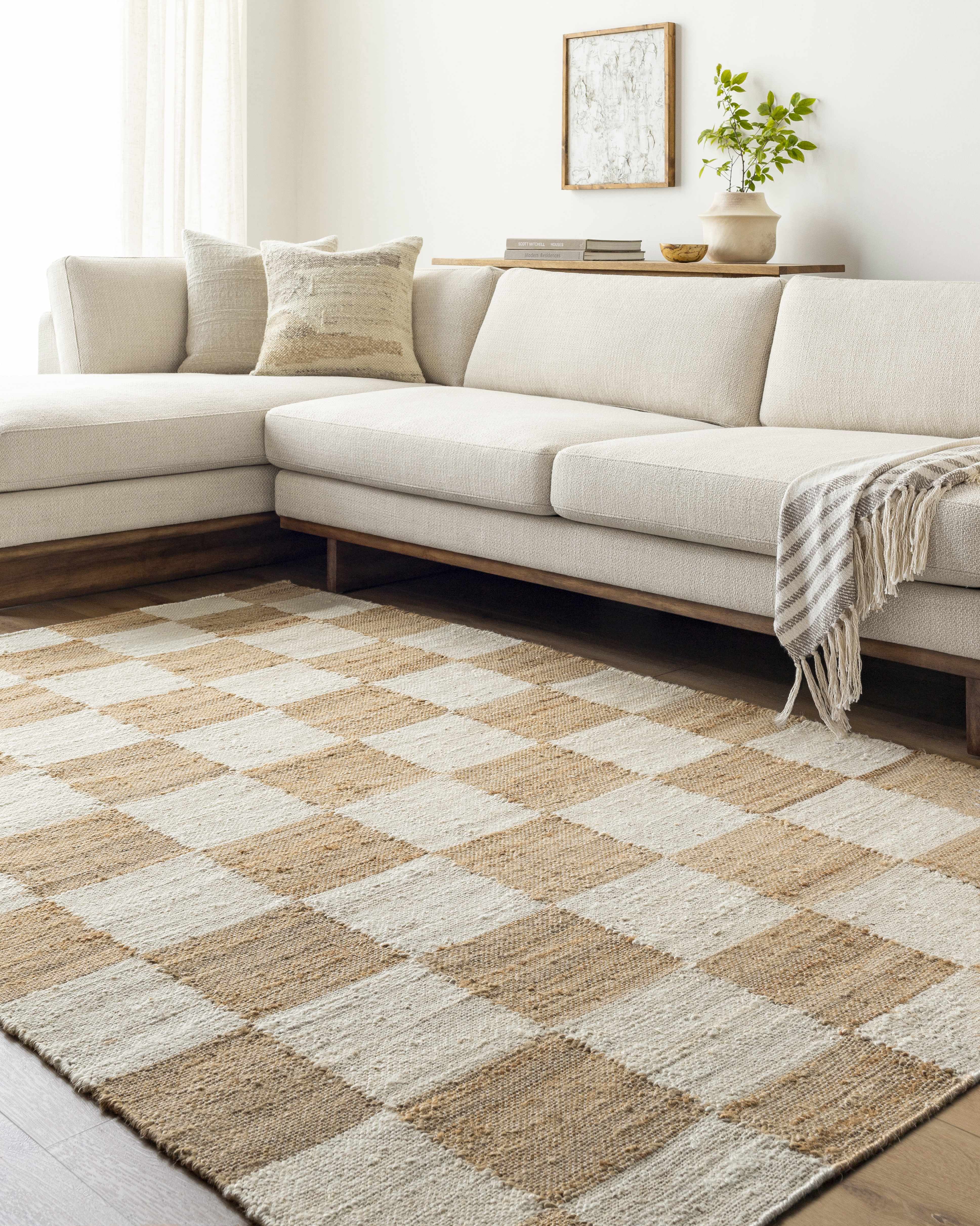 Tyhir Checkered Jute Rug - Image 2