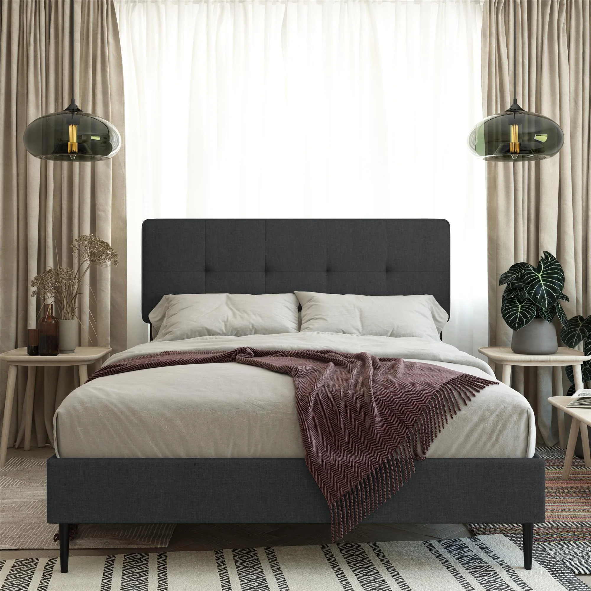 Tyler - Full Upholstered Bed - Dark Gray - Image 3