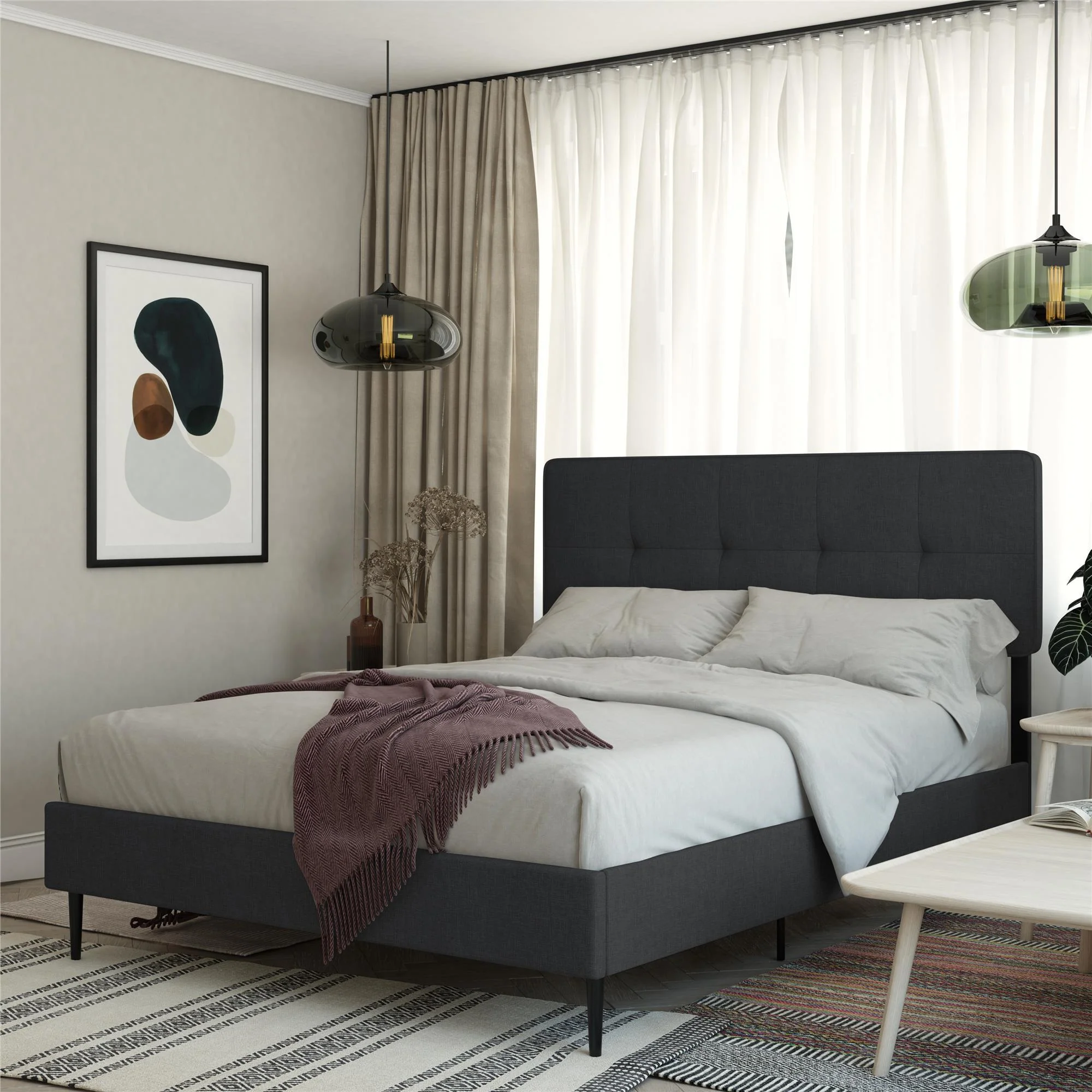 Tyler - Full Upholstered Bed - Dark Gray - Image 4
