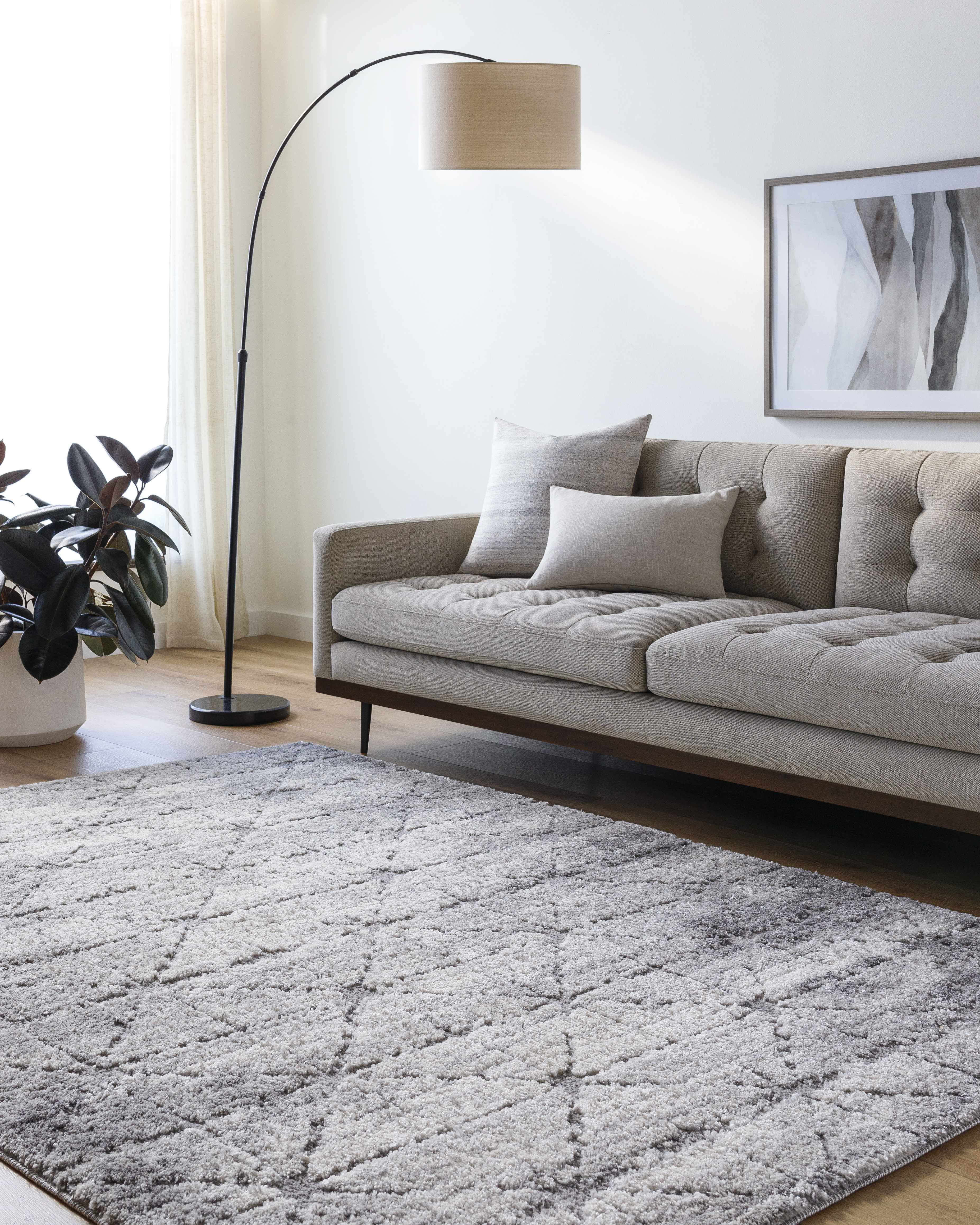 Tyree Distressed Gray Trellis Area Rug - Image 2