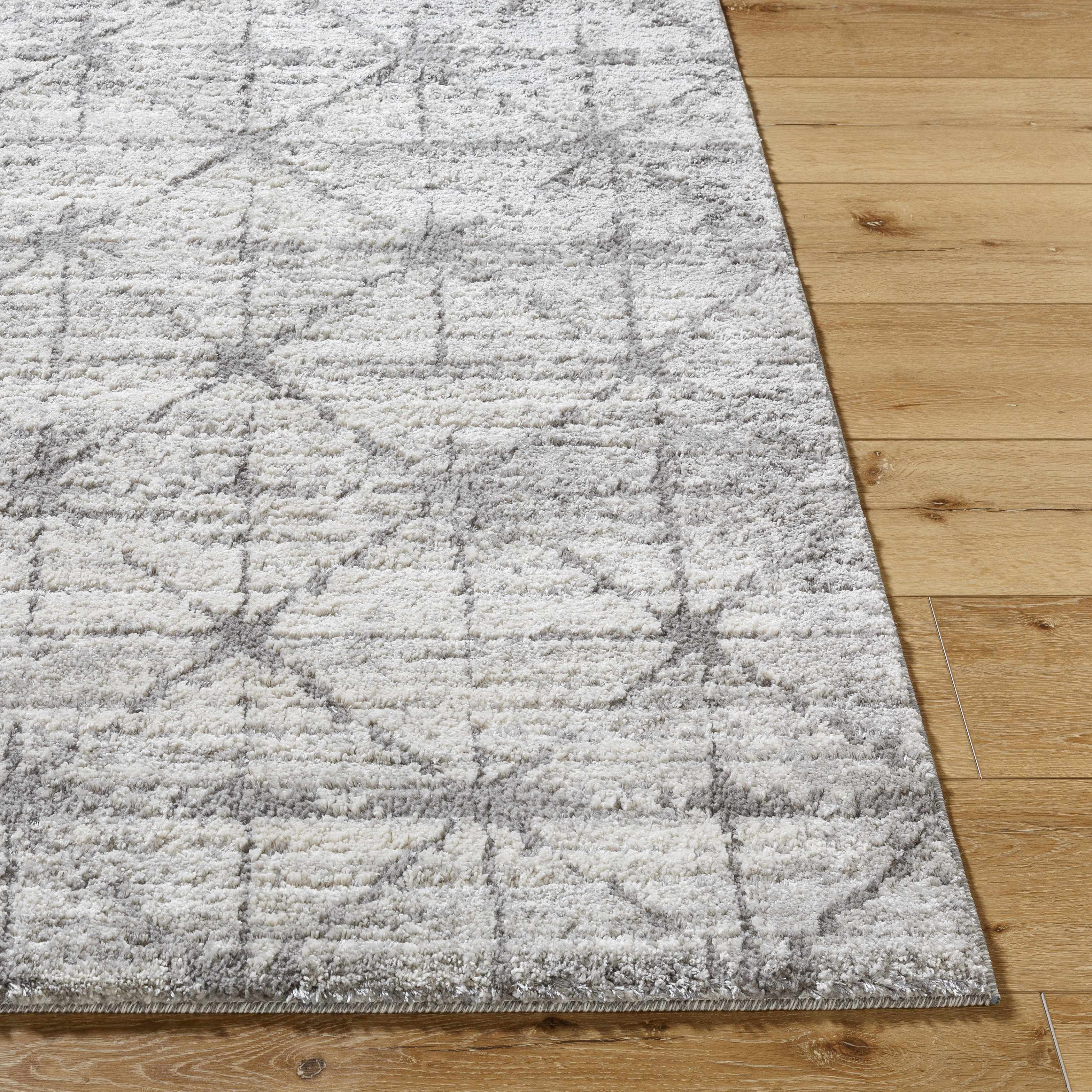 Tyree Distressed Gray Trellis Area Rug - Image 5