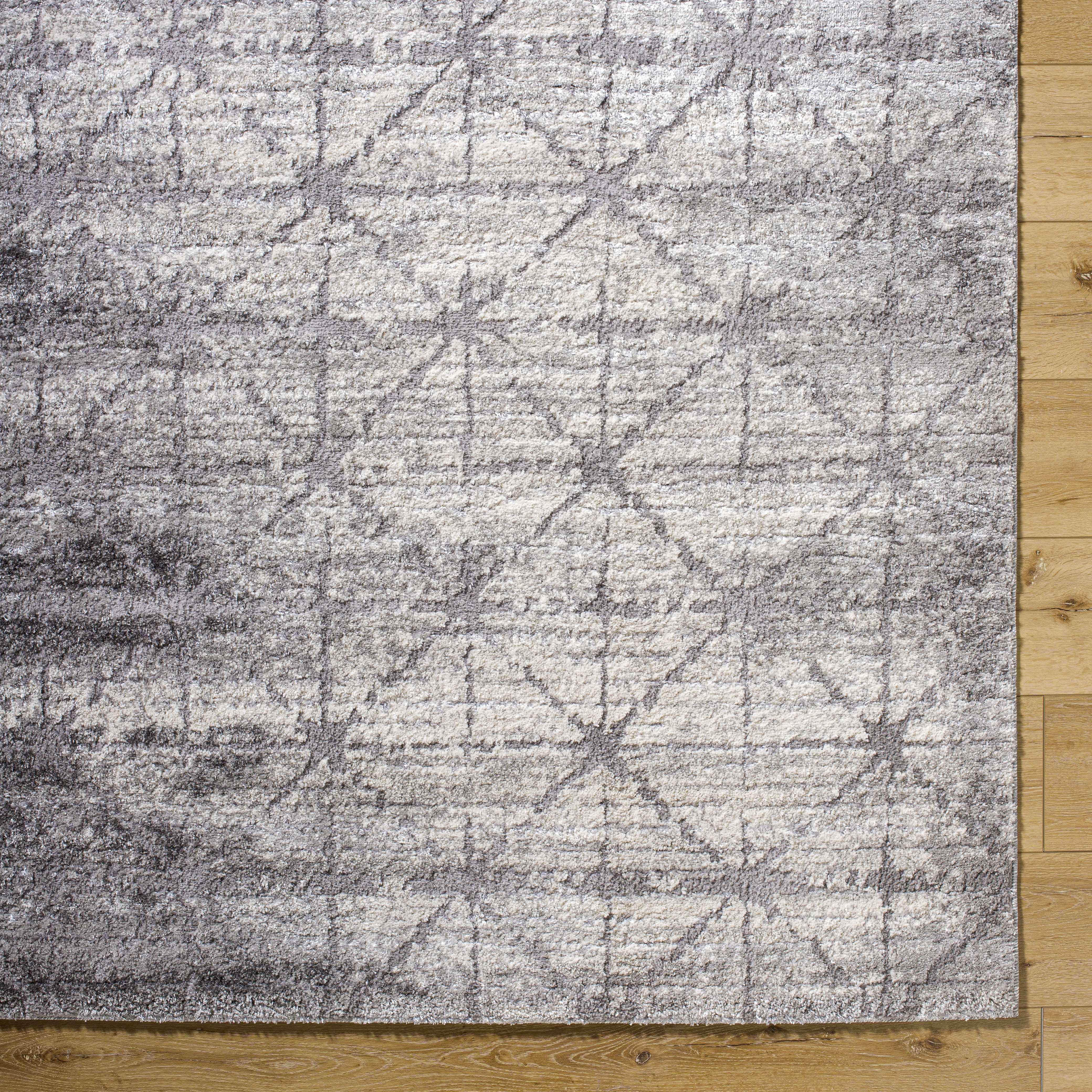 Tyree Distressed Gray Trellis Area Rug - Image 7