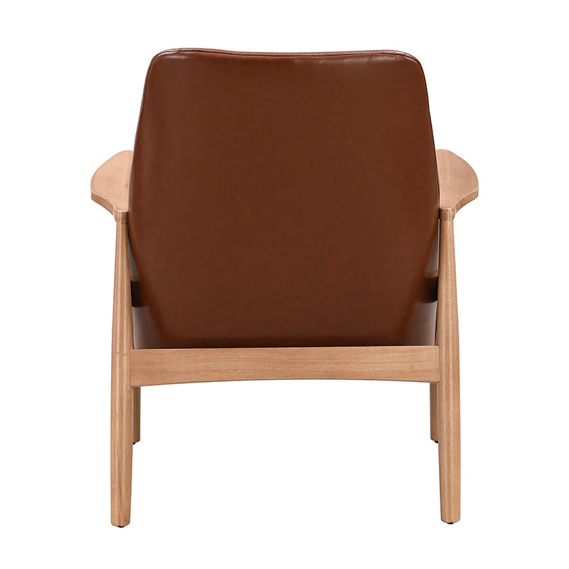 U-Can PU Leather Accent Chair Set of 2 Mid-Century Modern Armchair with Solid Wood Frame - Image 10