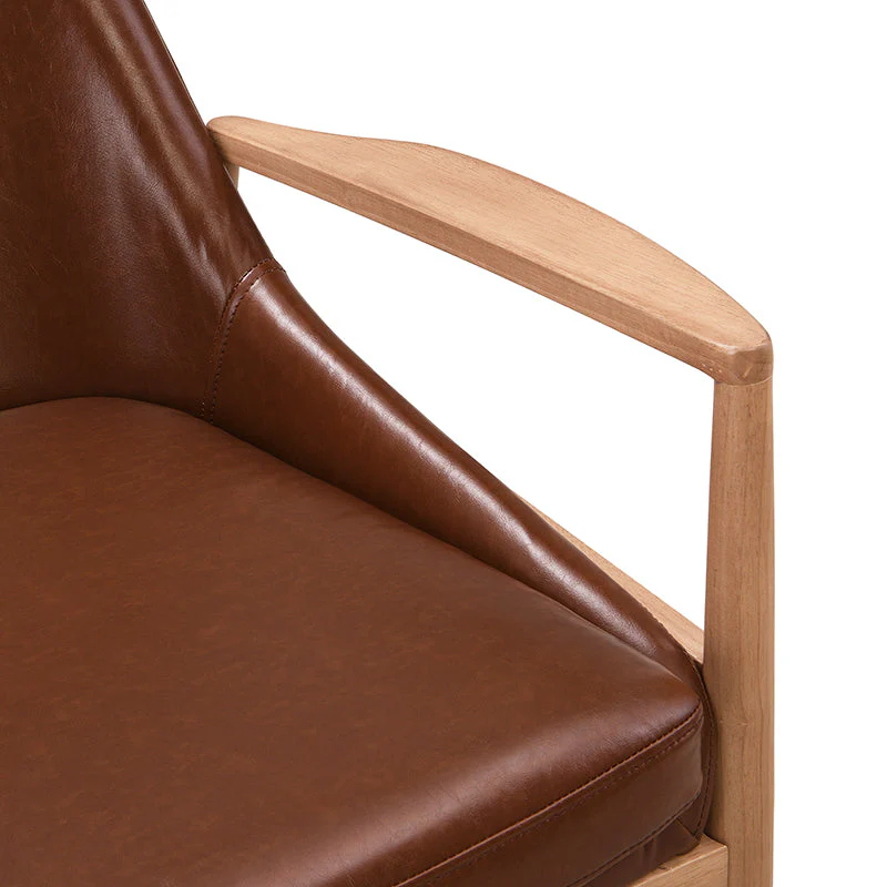 U-Can PU Leather Accent Chair Set of 2 Mid-Century Modern Armchair with Solid Wood Frame - Image 11