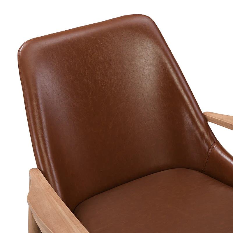 U-Can PU Leather Accent Chair Set of 2 Mid-Century Modern Armchair with Solid Wood Frame - Image 12