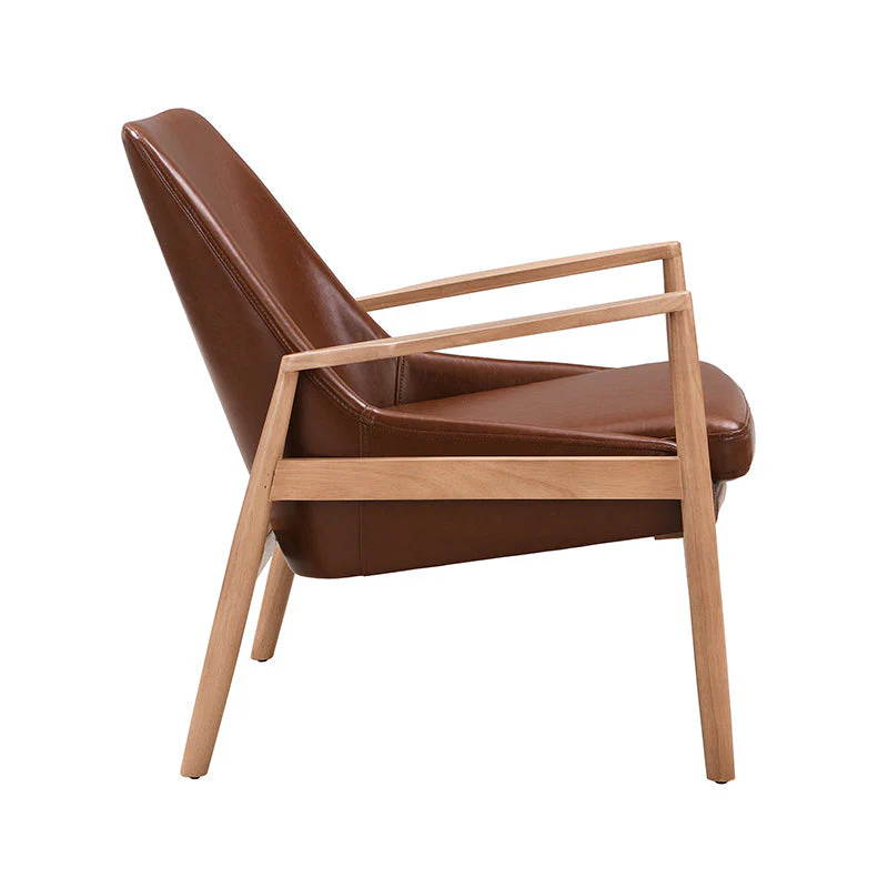 U-Can PU Leather Accent Chair Set of 2 Mid-Century Modern Armchair with Solid Wood Frame - Image 9