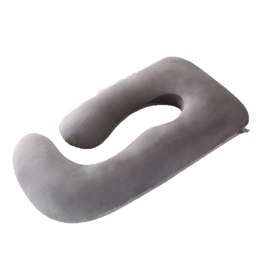 U-Shaped Full Body Pillow Side Sleeper Support Cushion 155cm Grey - Image 4