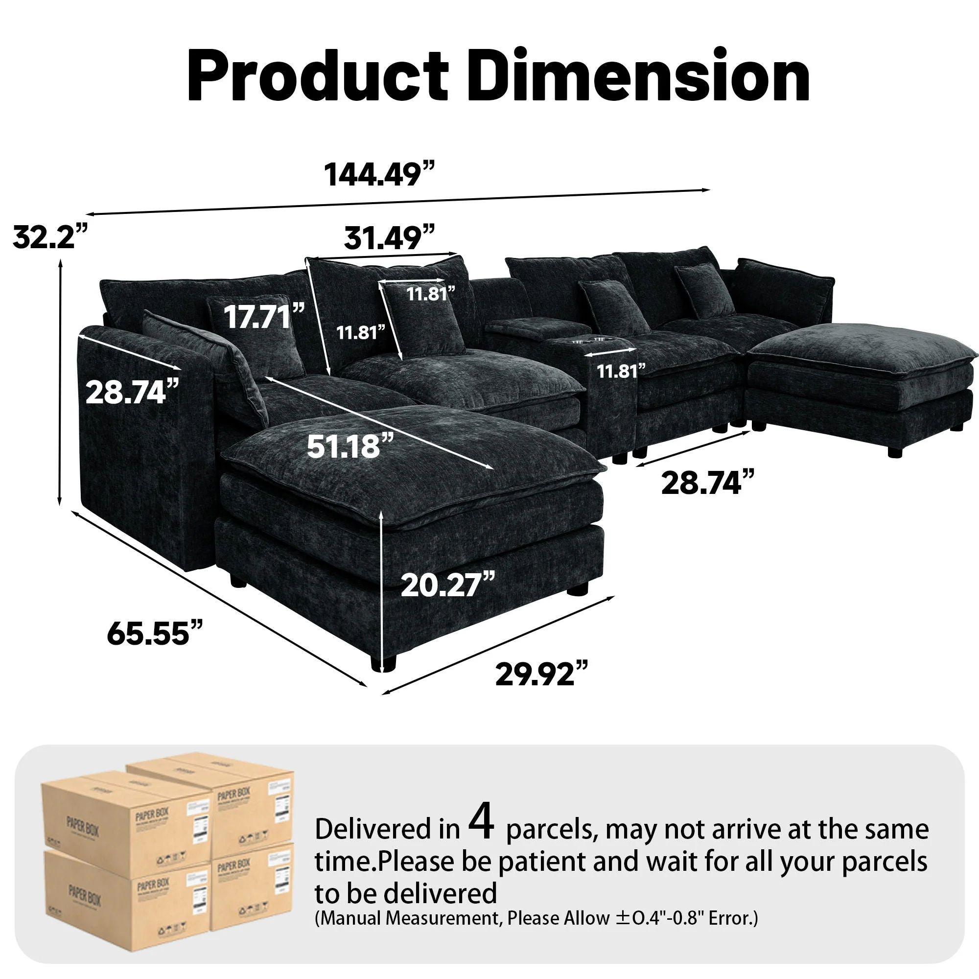 U Shaped Sectional Cloud Couch For Living Room - Image 2