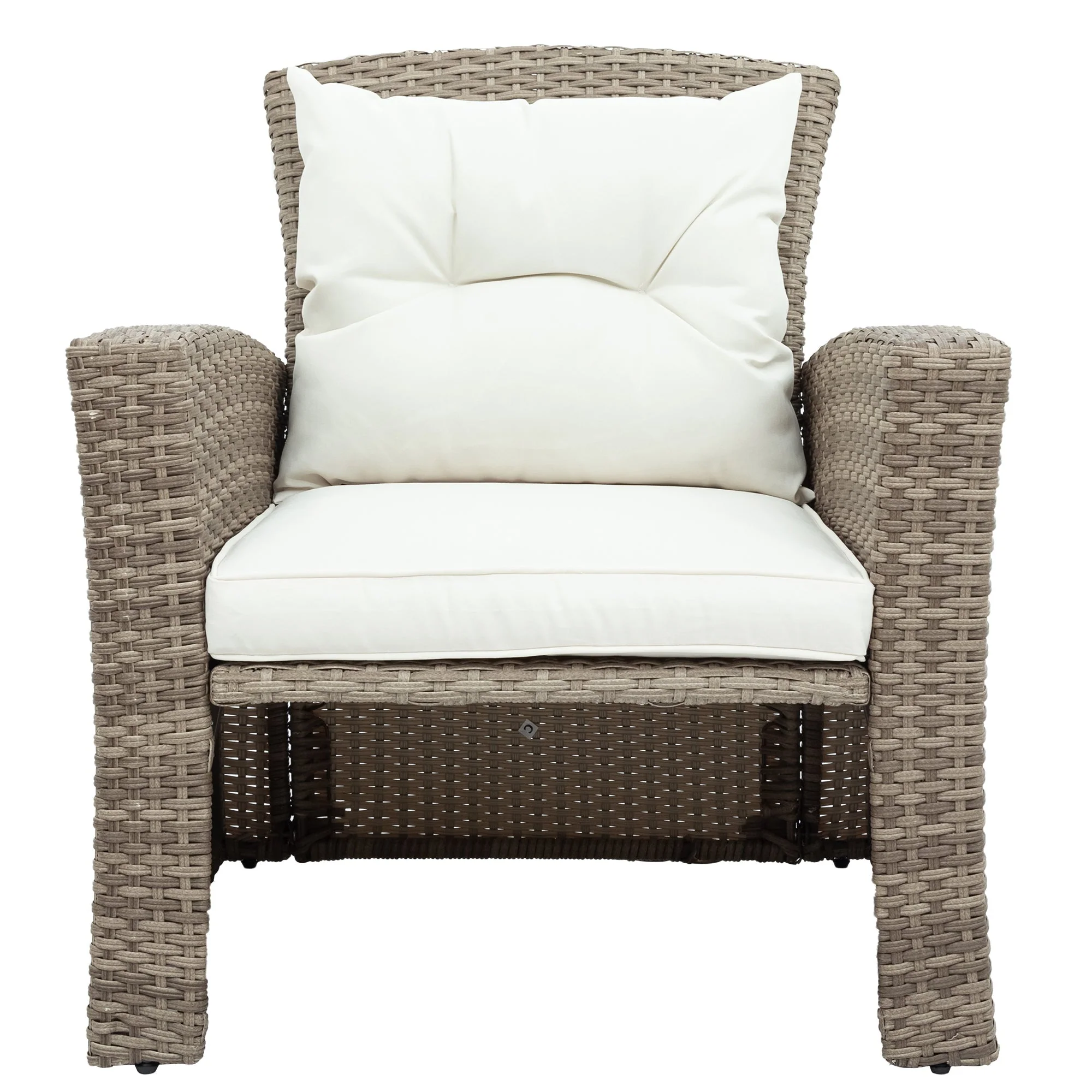 U-Style Patio Furniture 4 Piece Outdoor Wicker Sectional Sofa Set with Ottoman and Cushions - Image 5