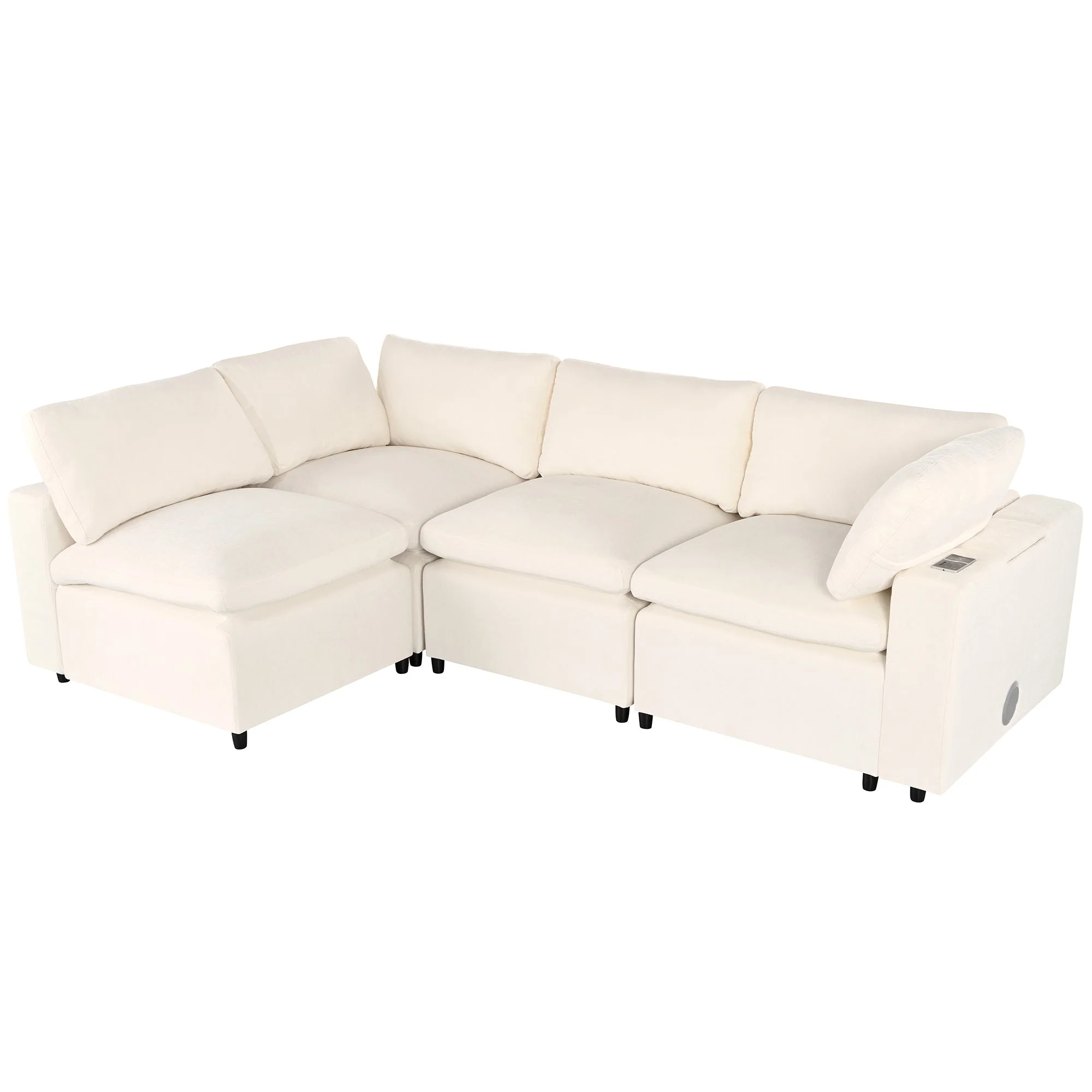 U-Style Upholstered Modular Sofa with Storage and Built-in Tech - Image 11