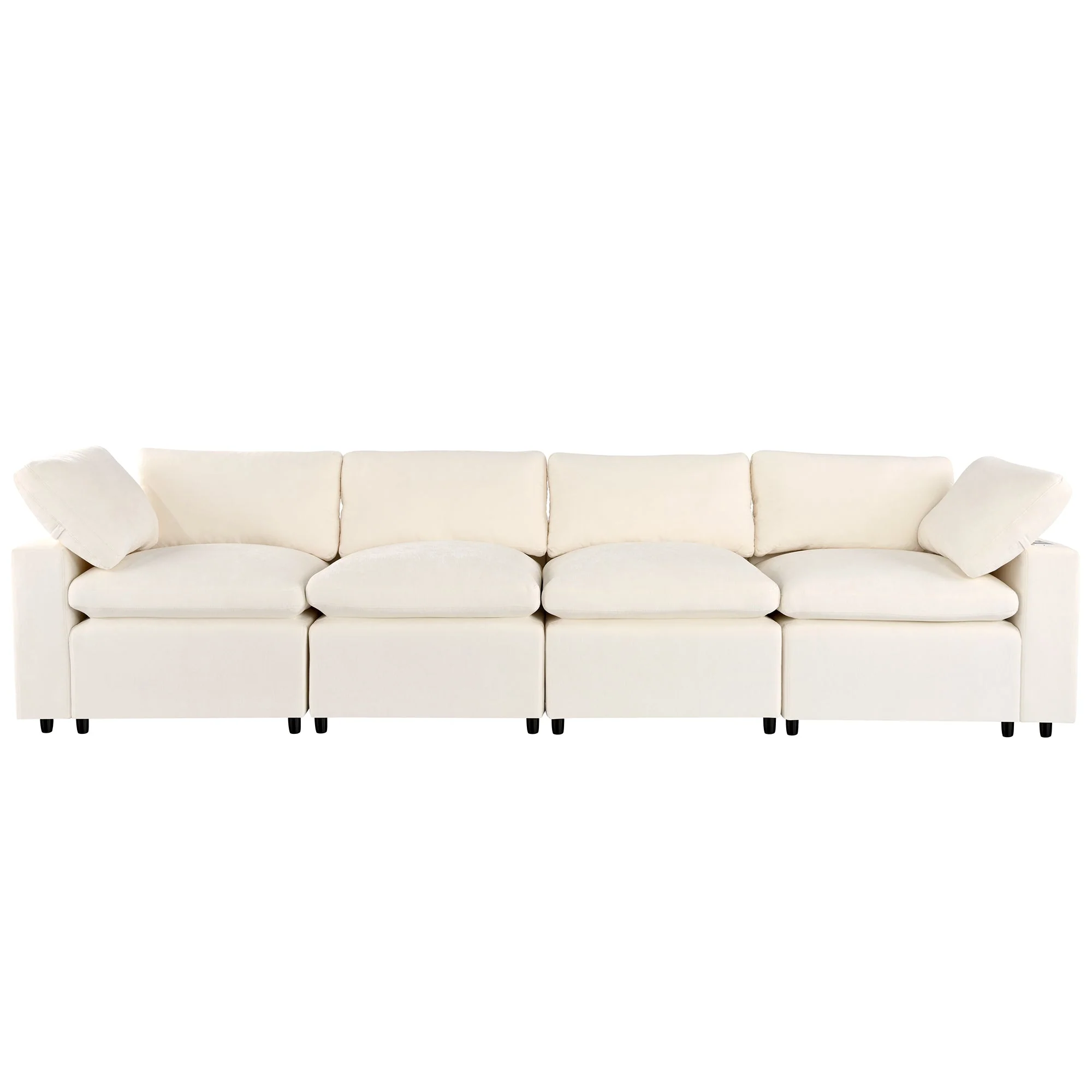 U-Style Upholstered Modular Sofa with Storage and Built-in Tech - Image 9